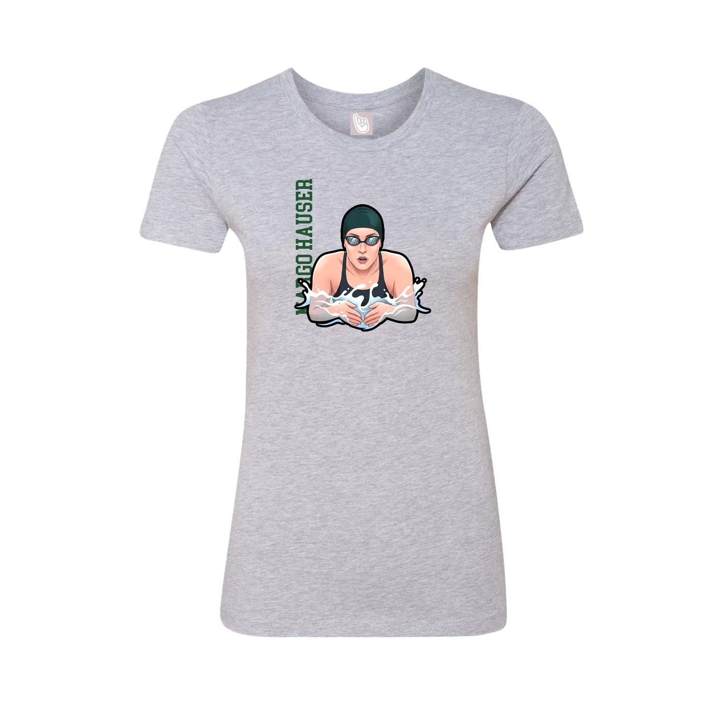 Fitted Women's Tee — Name Vertical in Grey