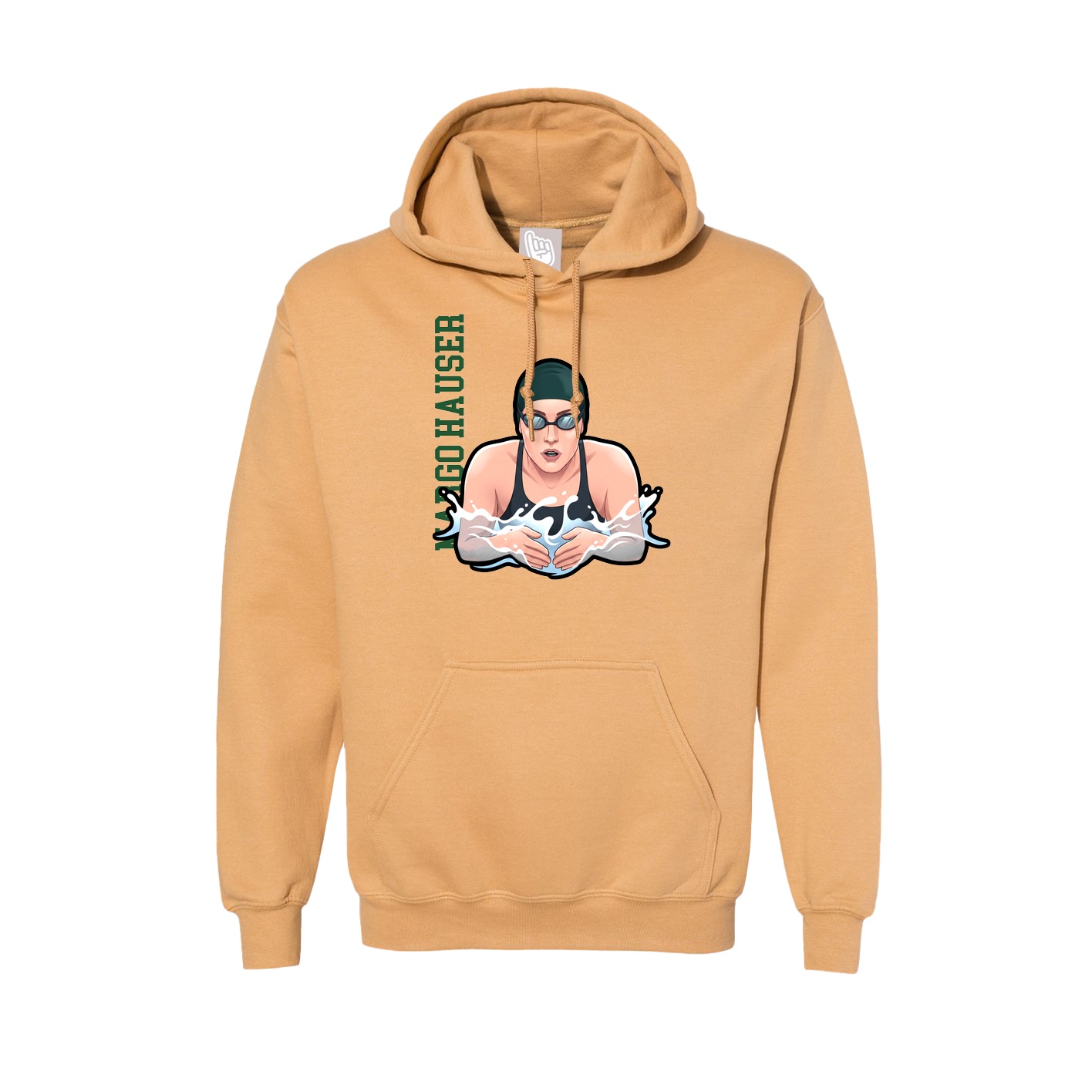 Hoodie — Name Vertical in Vegas Gold