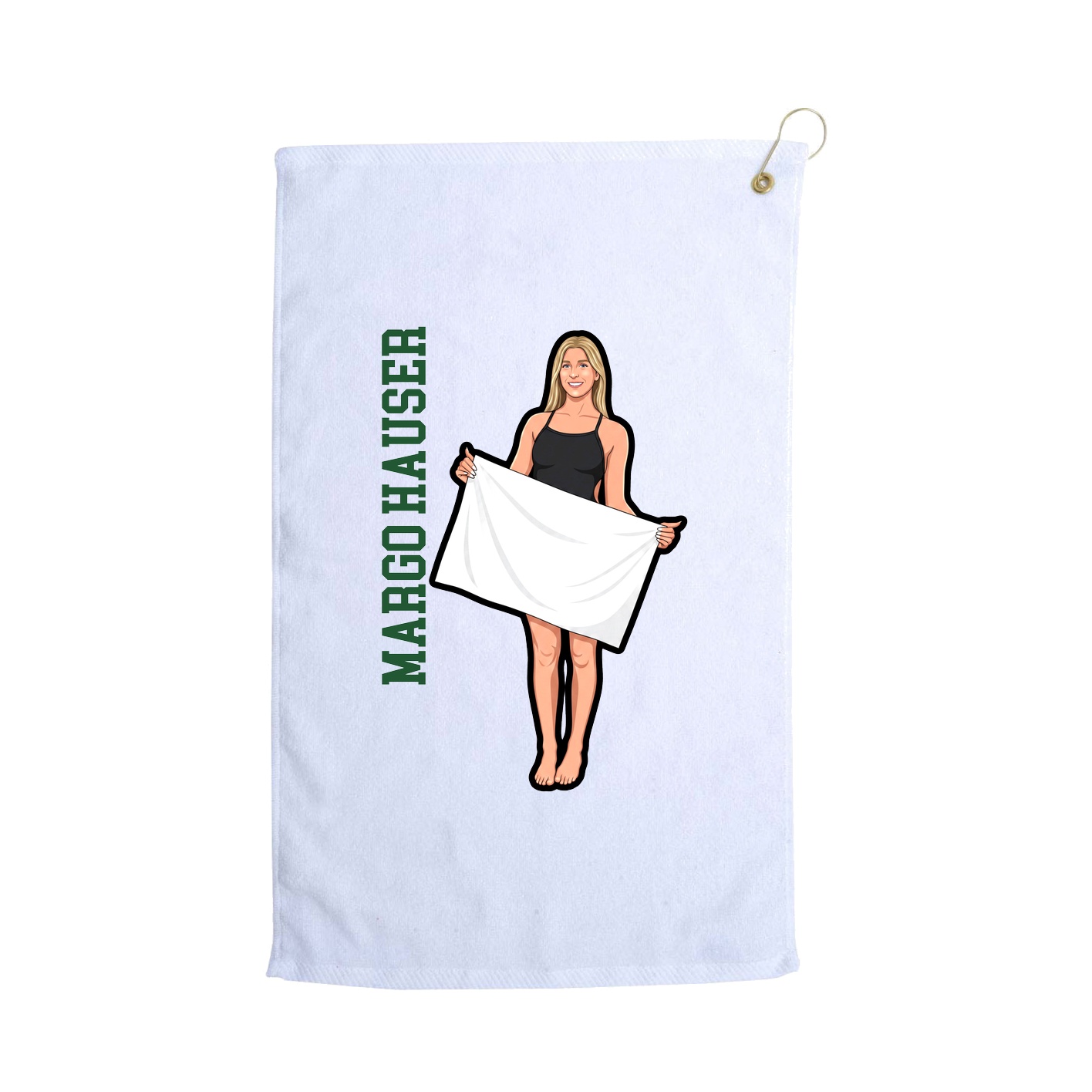 Golf Towel — Name Vertical in White