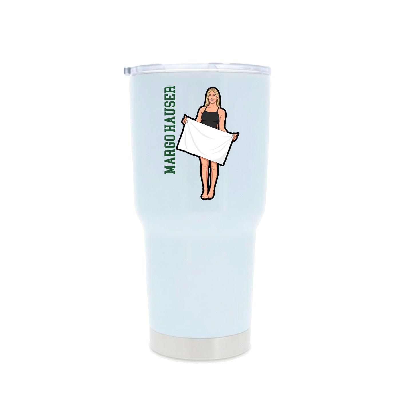 30oz Stainless Steel Tumbler — Name Vertical in White