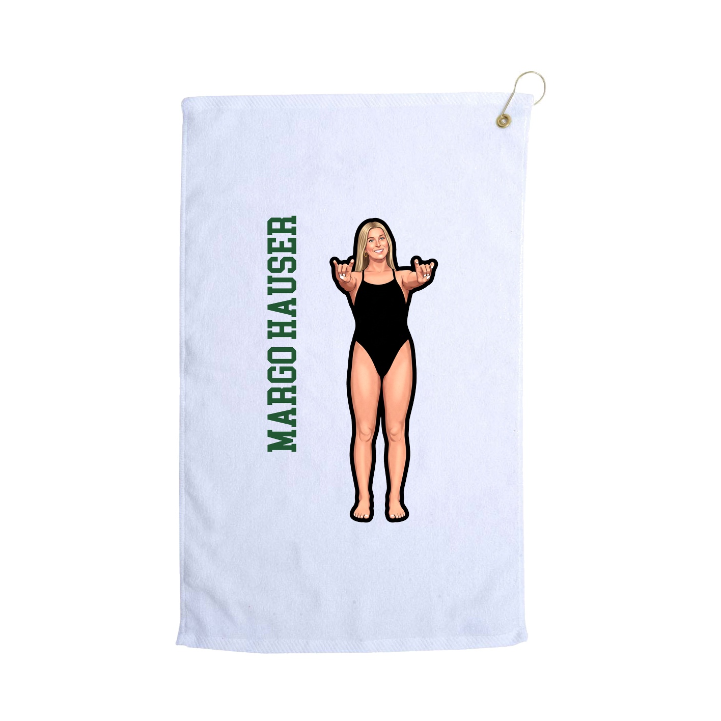 Golf Towel — Name Vertical in White