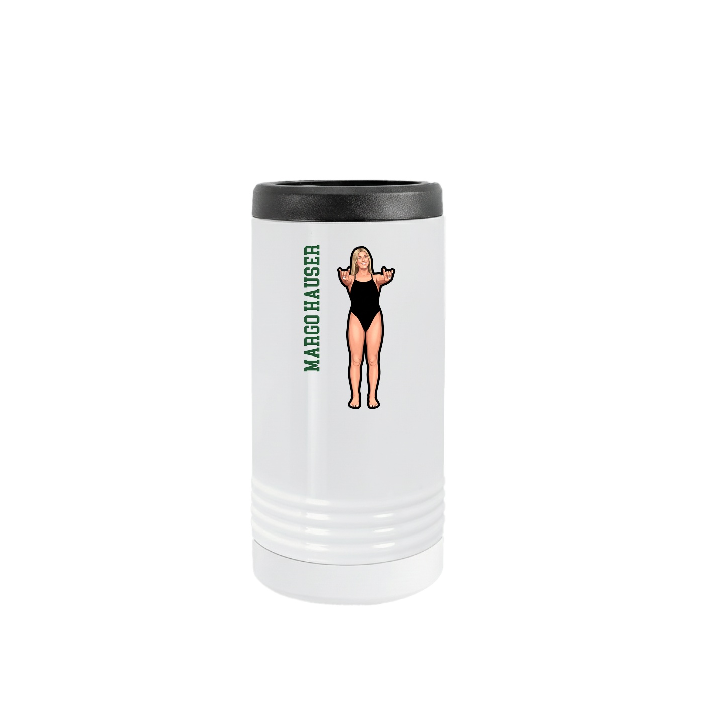 Slim Beverage Holder — Name Vertical in White