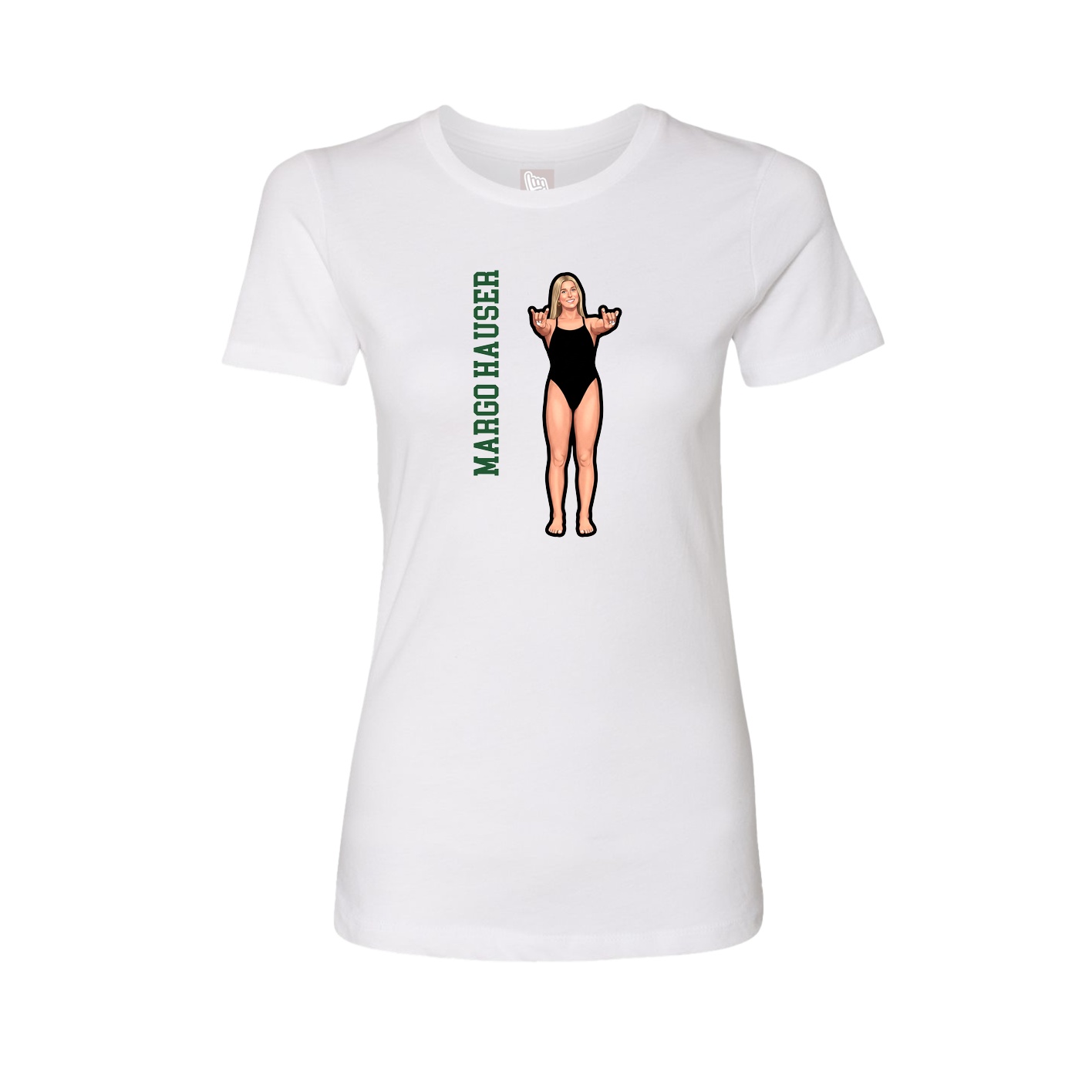 Fitted Women's Tee — Name Vertical in White