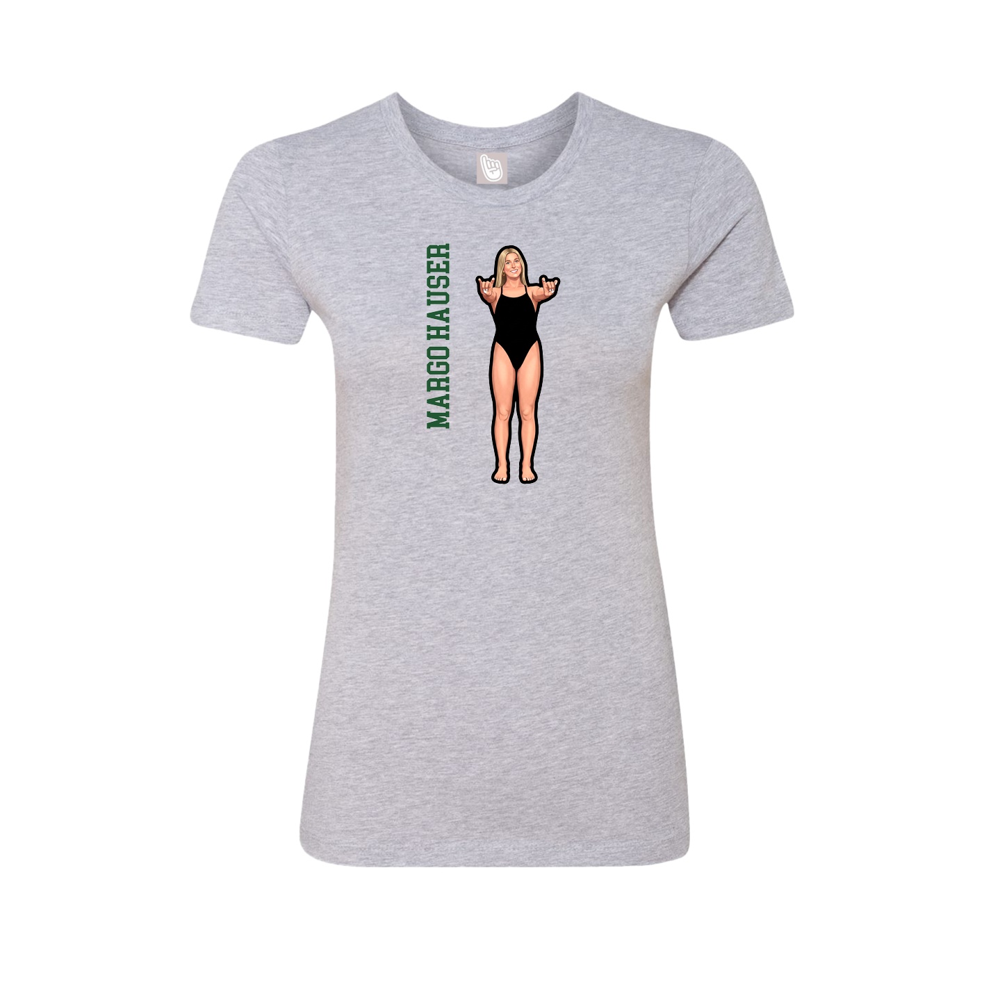 Womens Tee — Name Vertical in Grey