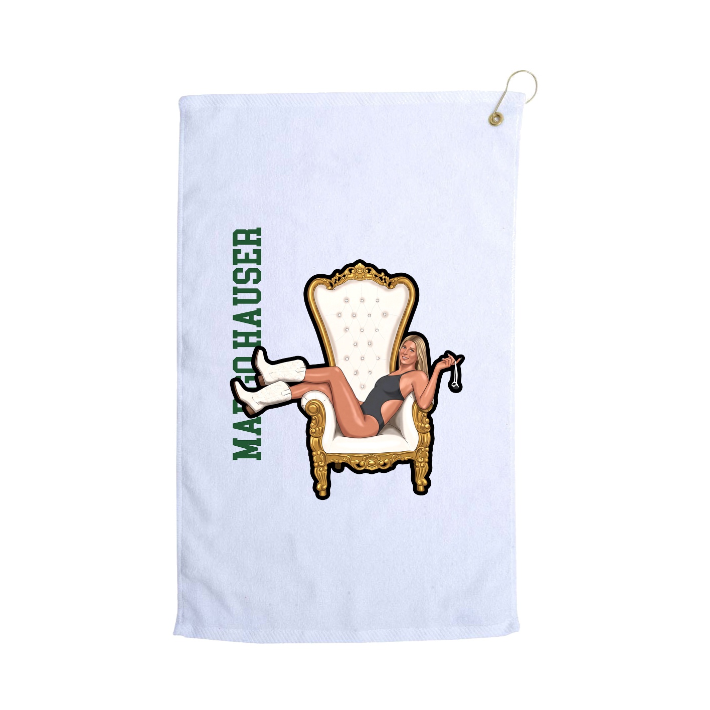 Golf Towel — Name Vertical in White
