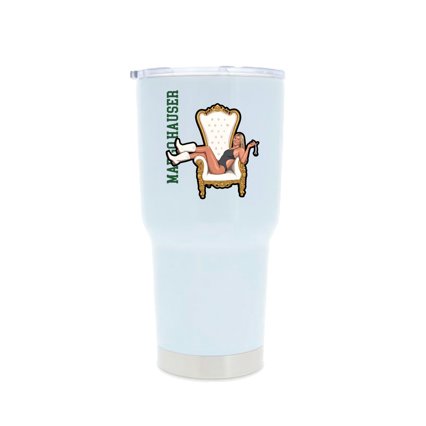 30oz Stainless Steel Tumbler — Name Vertical in White