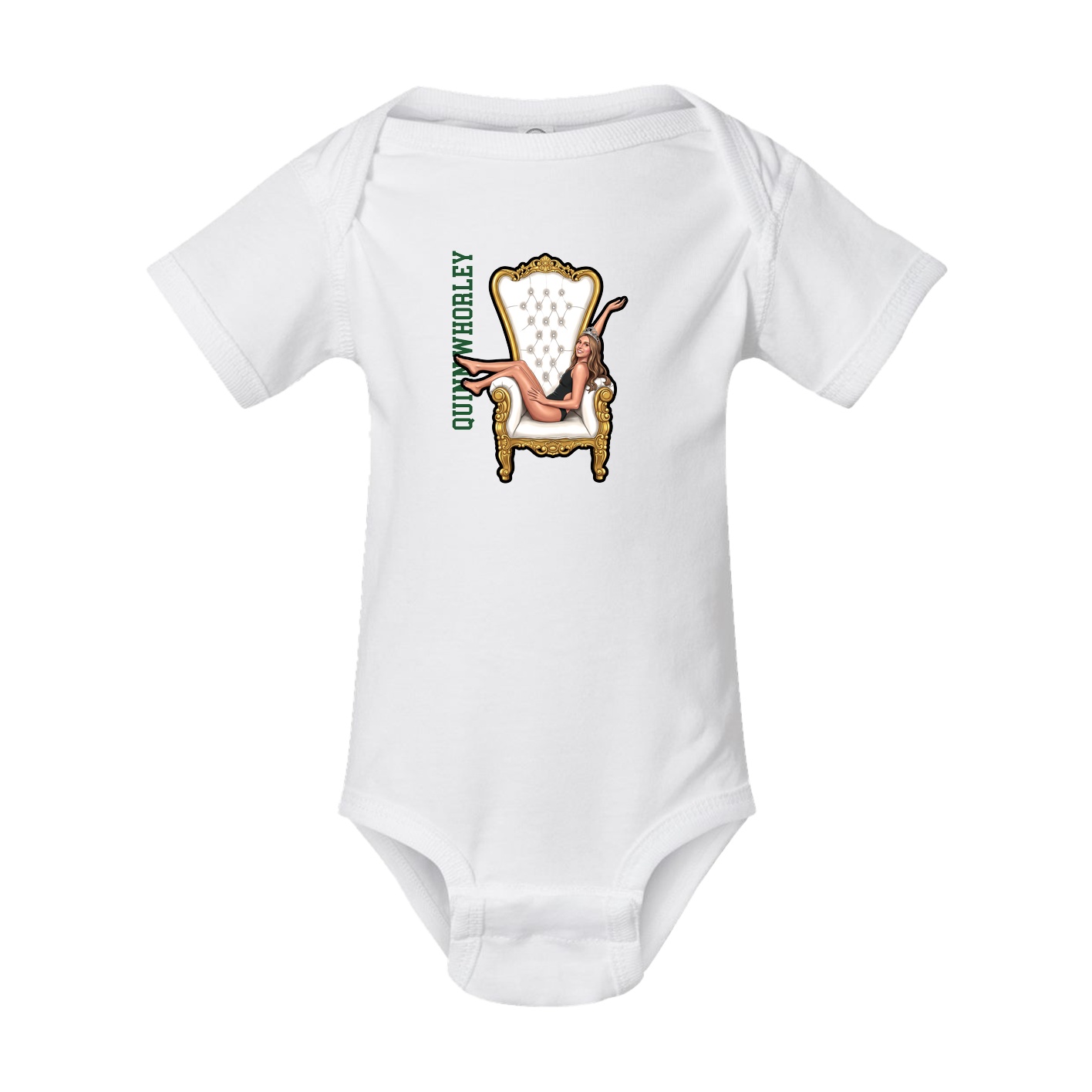 Baby Onesie — Name Vertical in White