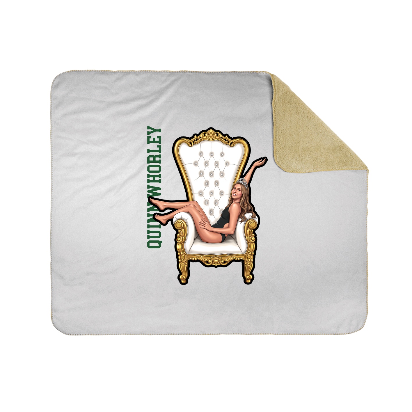 Throw Blanket — Name Vertical in White