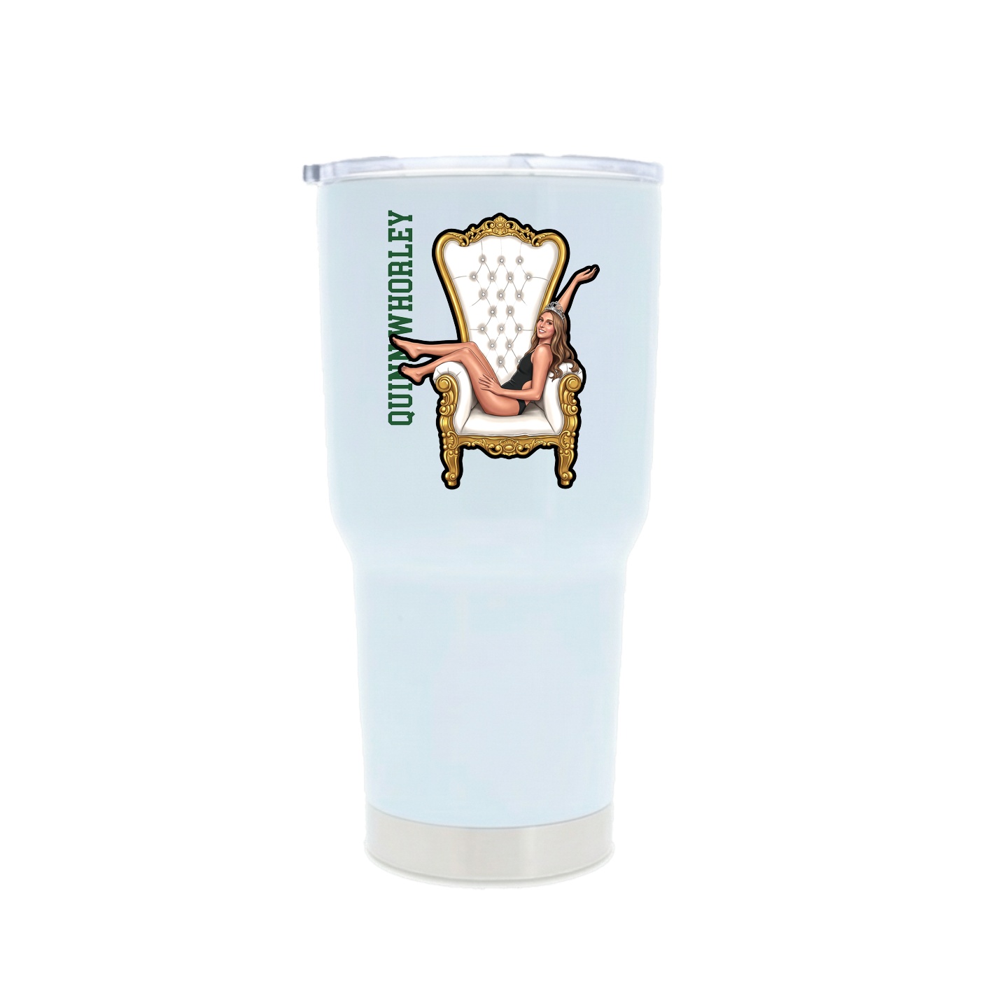 30oz Stainless Steel Tumbler — Name Vertical in White
