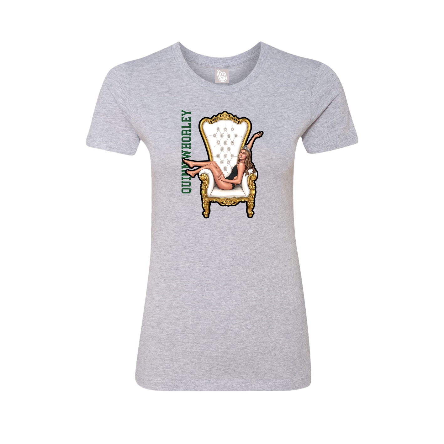 Womens Tee — Name Vertical in Grey