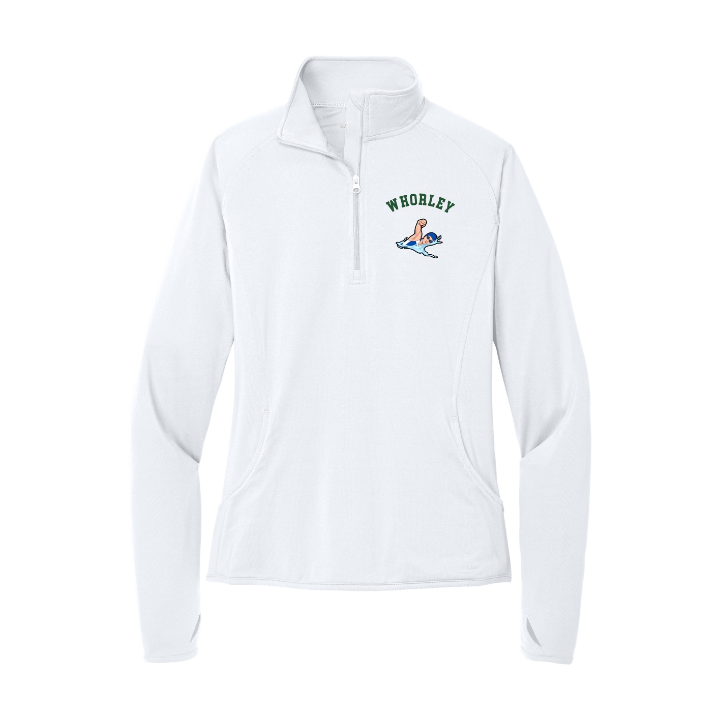 Women's Q-Zip Pullover — Shirsey Arch in White
