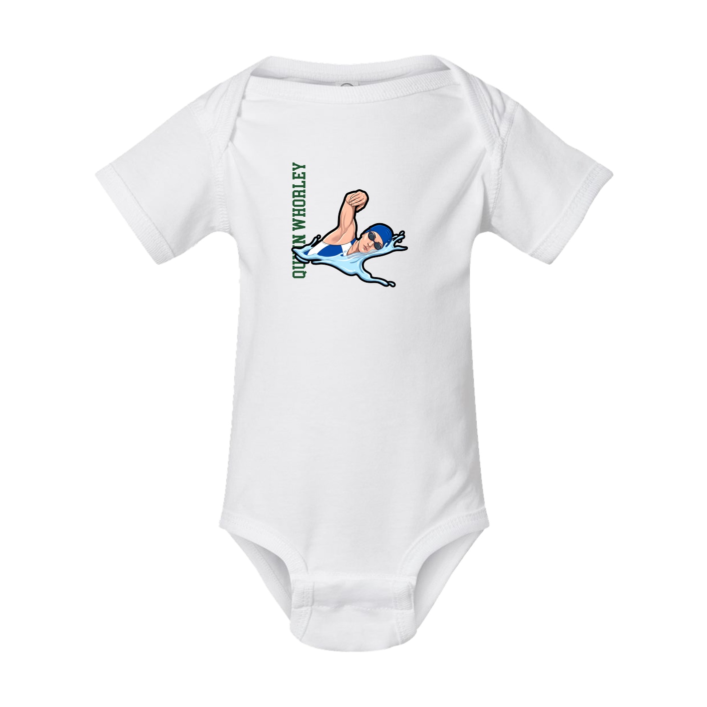 Baby Onesie — Name Vertical in White