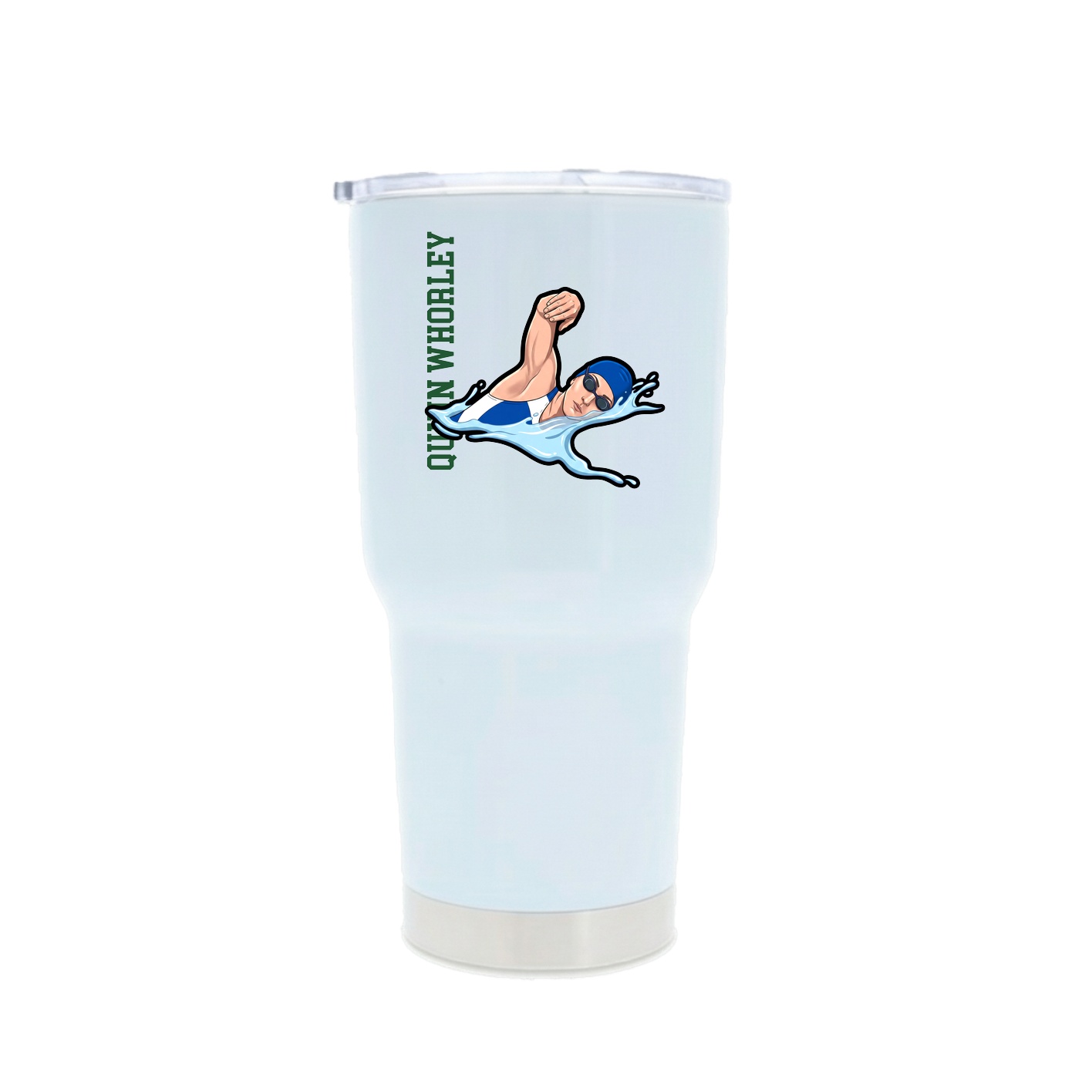 30oz Stainless Steel Tumbler — Name Vertical in White