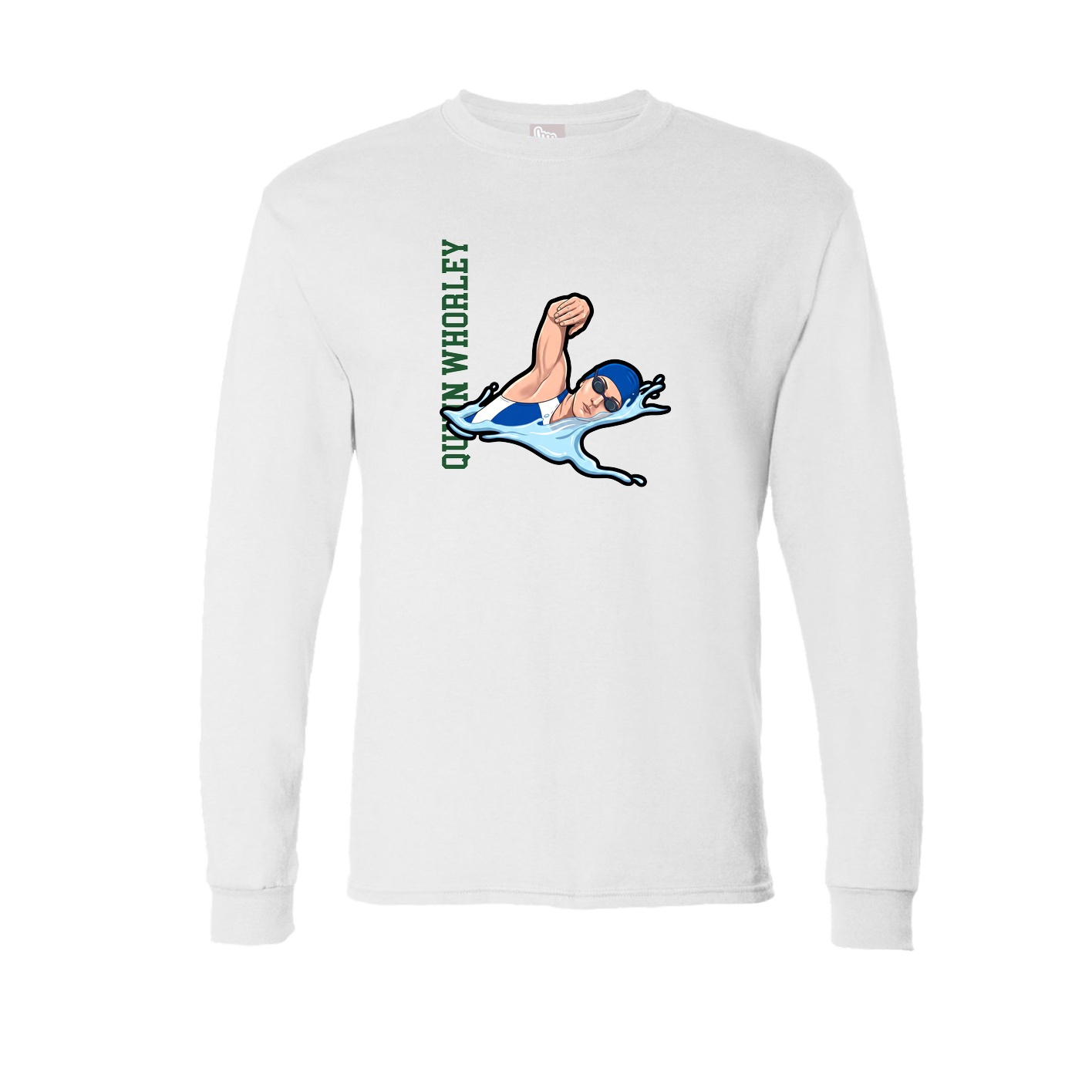 Long Sleeve Tee — Name Vertical in White