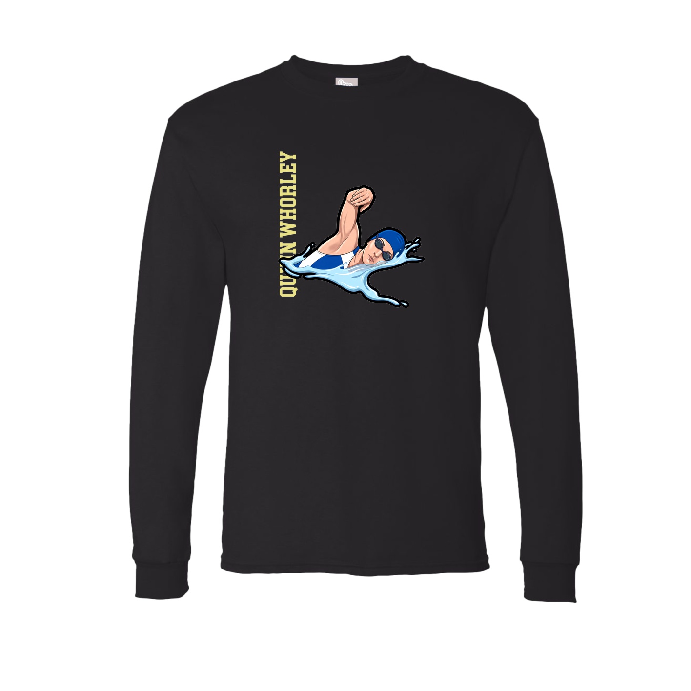 Long Sleeve Tee — Name Vertical in Black