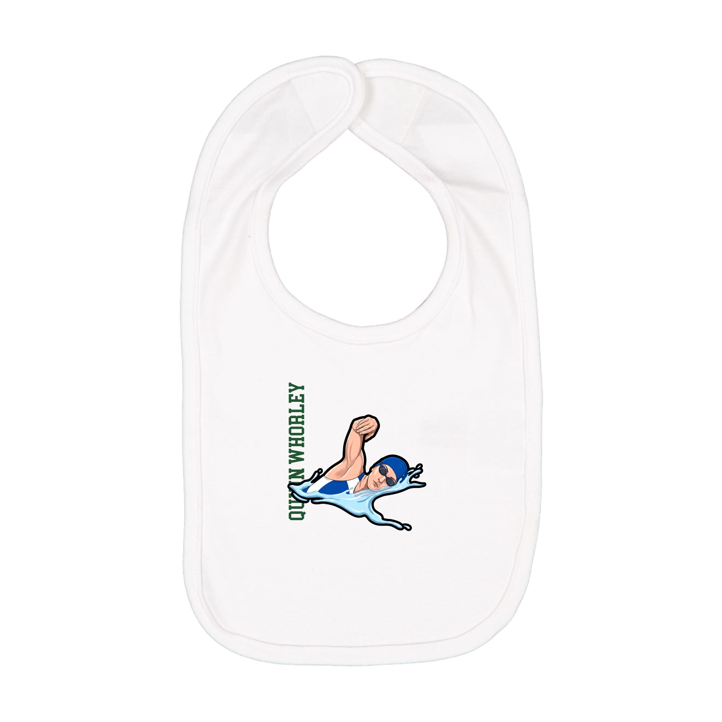 Infant Bib — Name Vertical in White