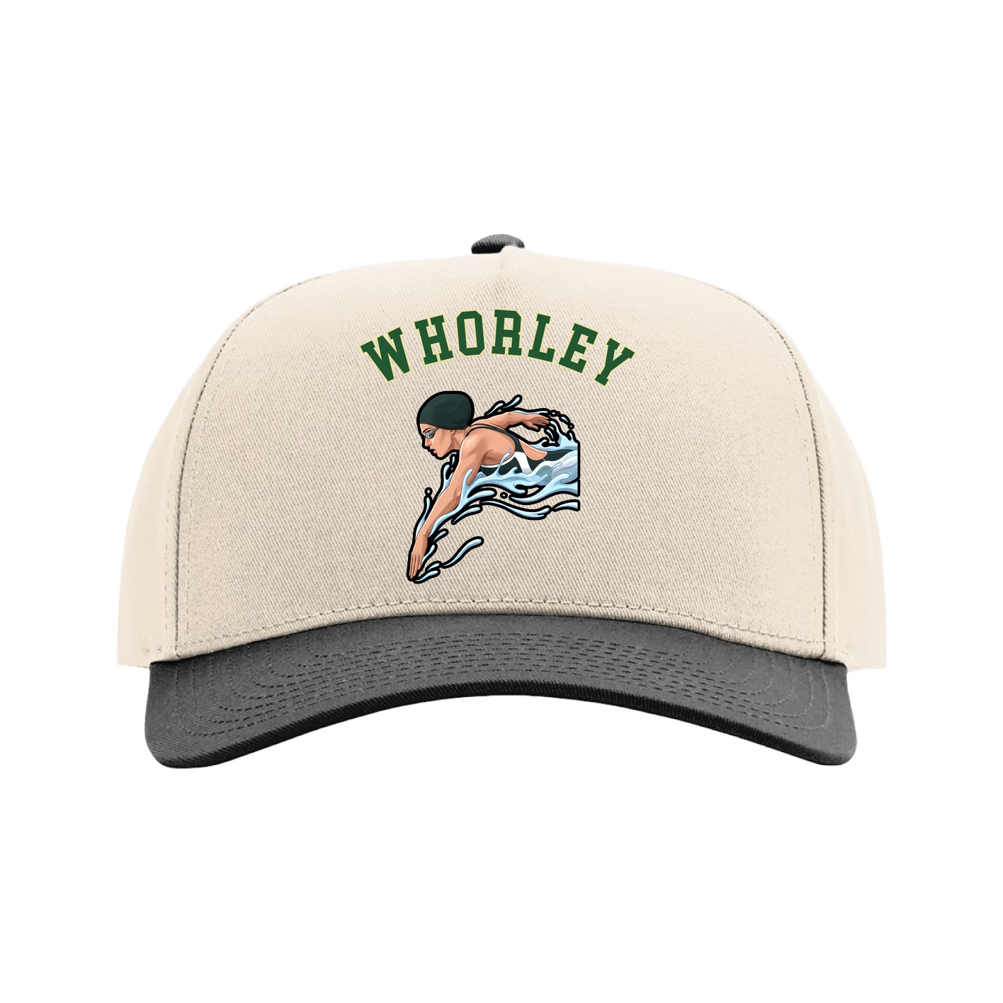 Full Fabric Five-Panel Champ Cap — Shirsey Arch in Cream/Black