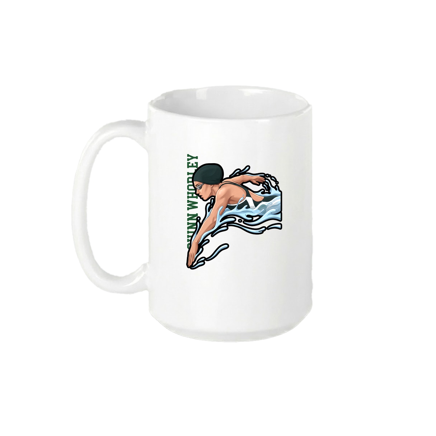 15oz Coffee Mug — Name Vertical in White