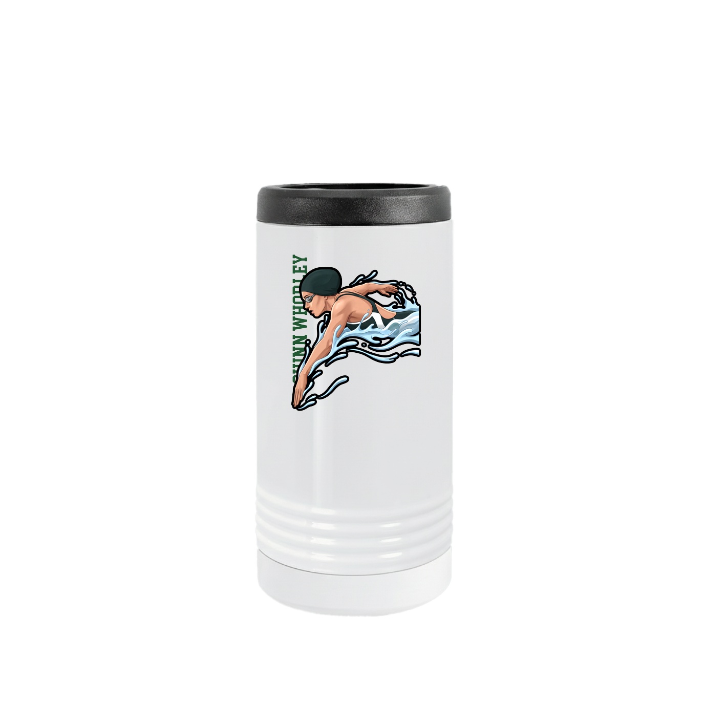Slim Beverage Holder — Name Vertical in White
