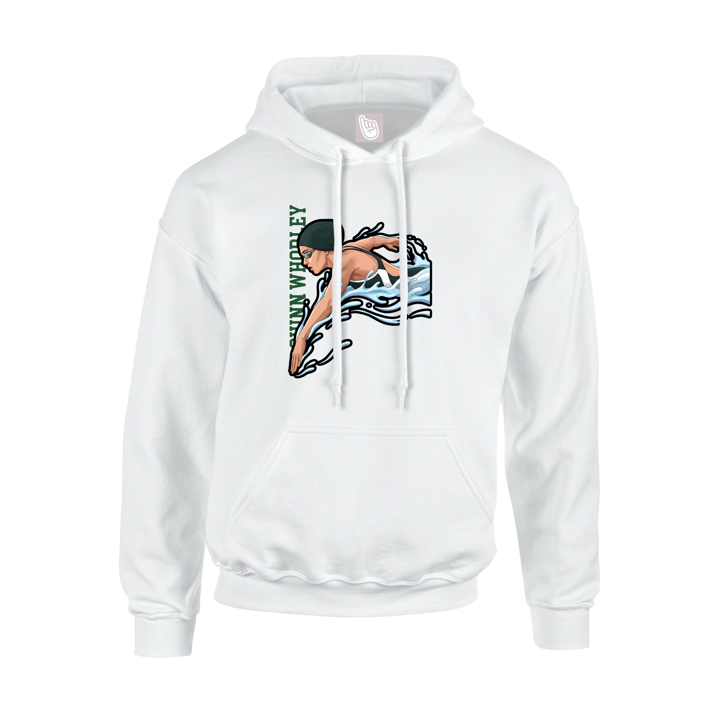 Youth Hoodie — Name Vertical in White