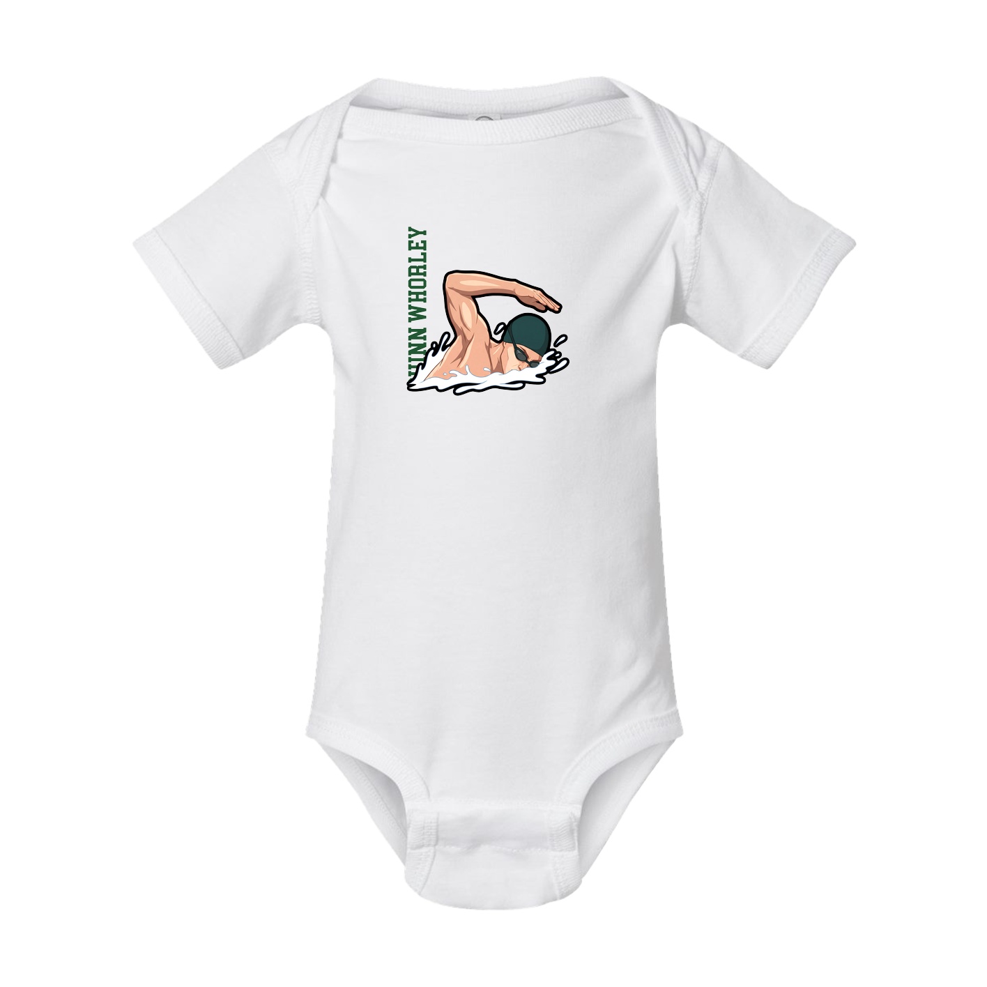 Baby Onesie — Name Vertical in White