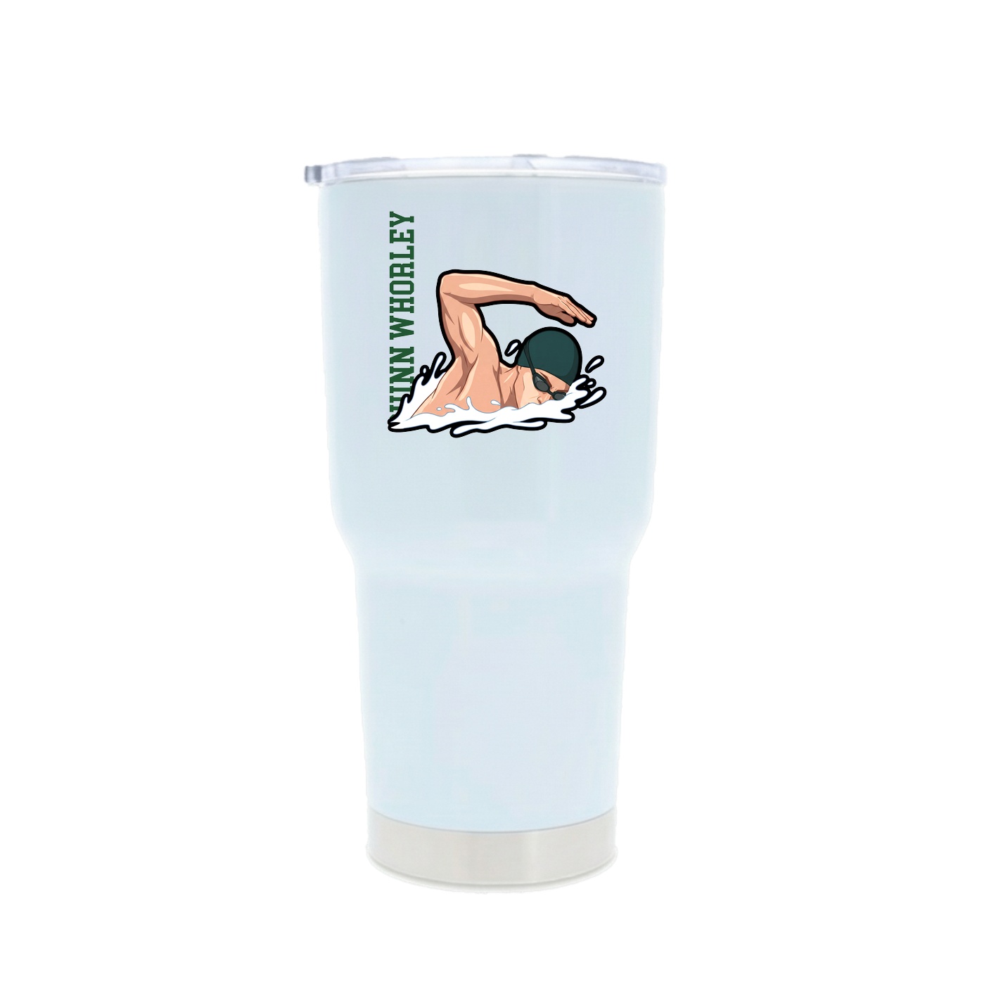 30oz Stainless Steel Tumbler — Name Vertical in White