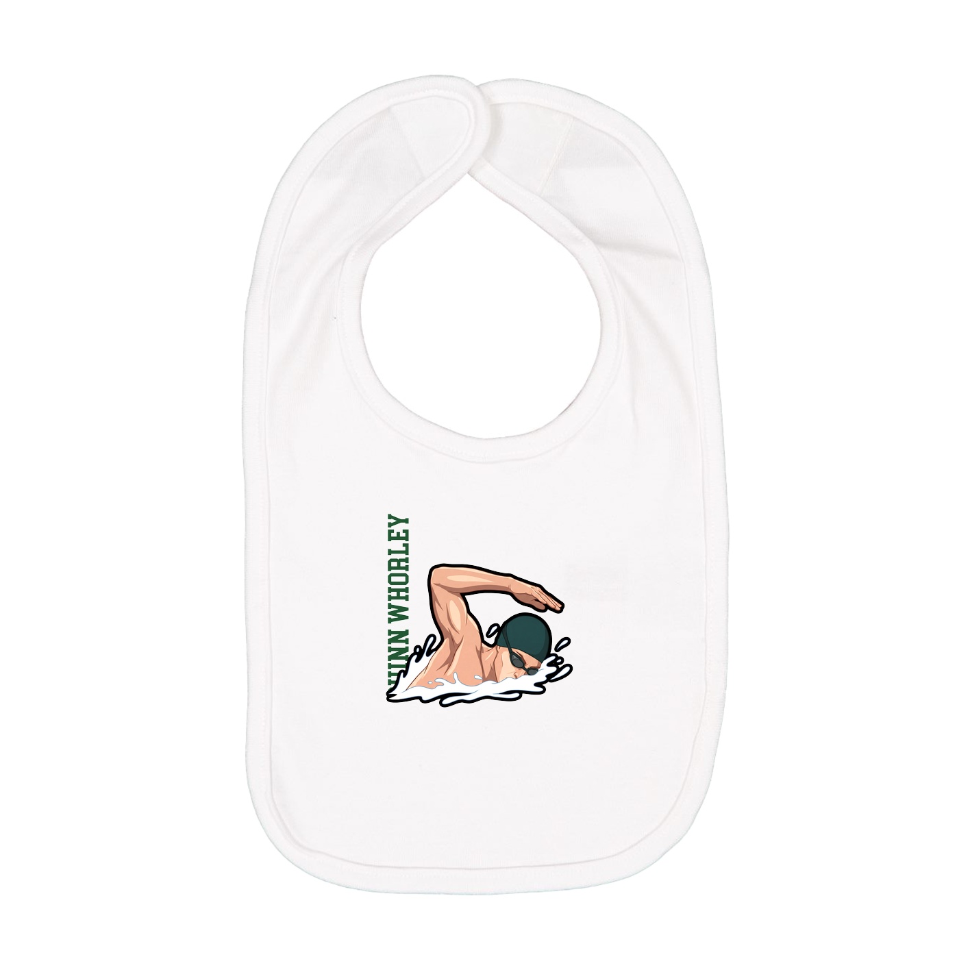 Infant Bib — Name Vertical in White