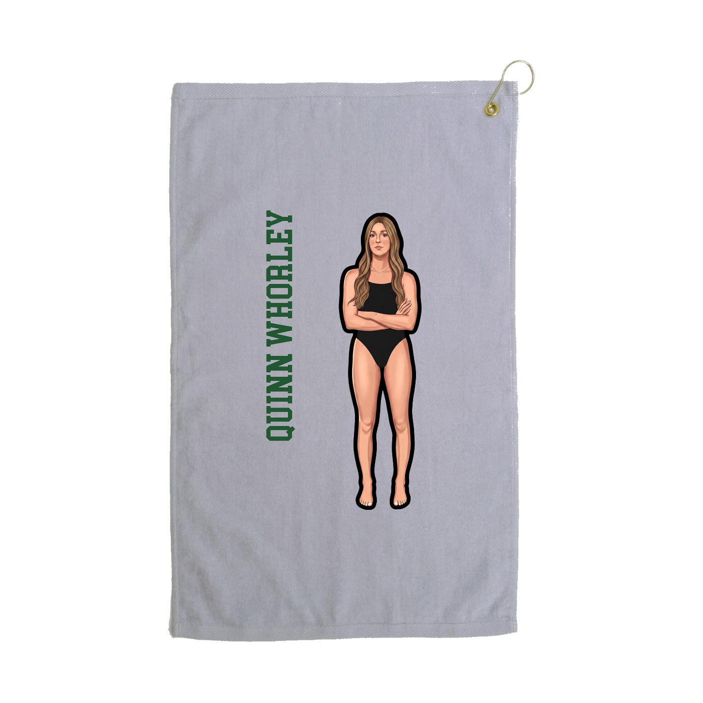 Golf Towel — Name Vertical in Grey