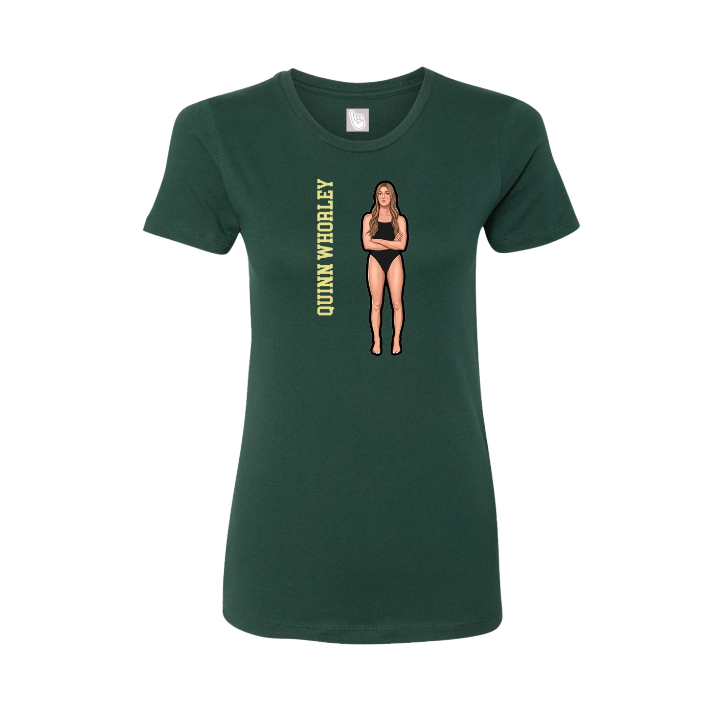 Womens Tee — Name Vertical in Green