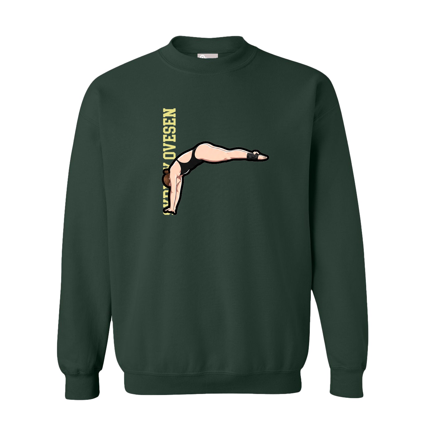 Fleece Crew — Name Vertical in Green