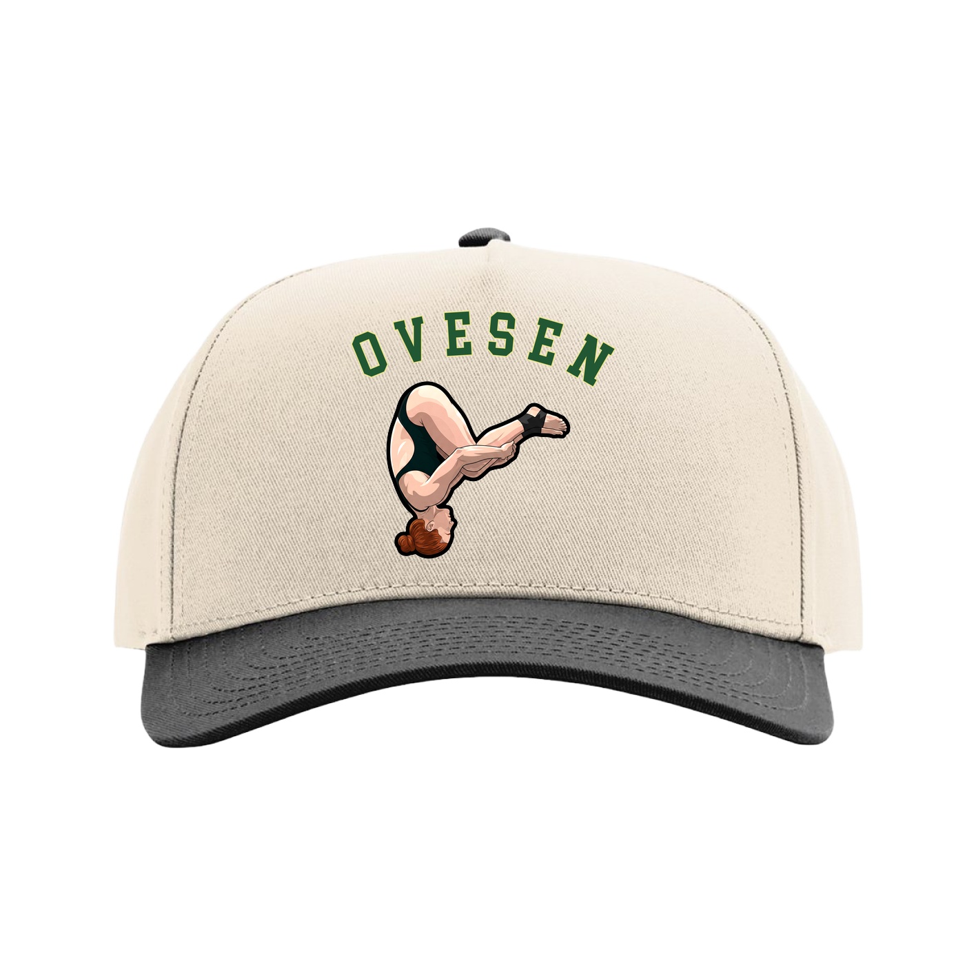 Full Fabric Five-Panel Champ Cap — Shirsey Arch in Cream/Black