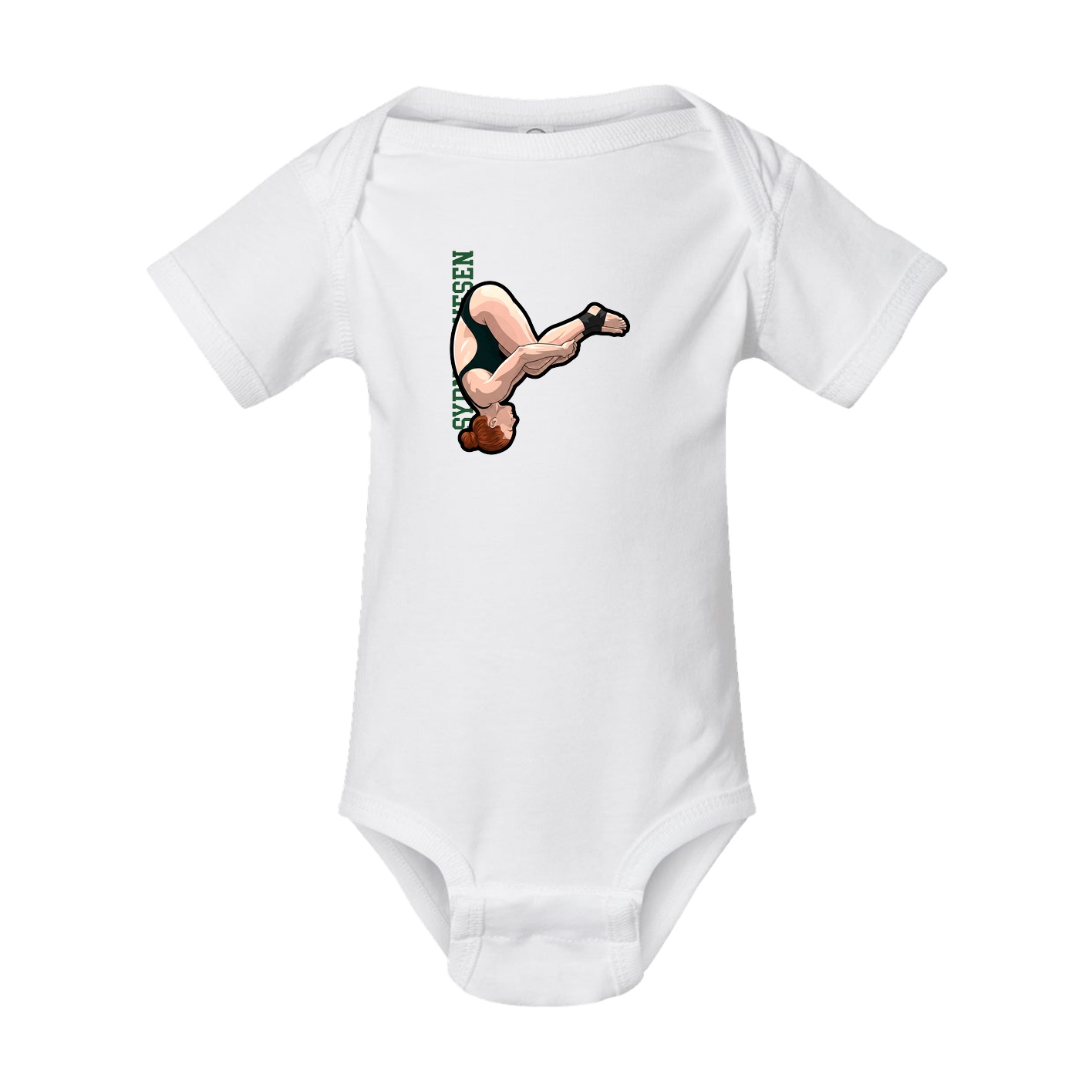 Baby Onesie — Name Vertical in White