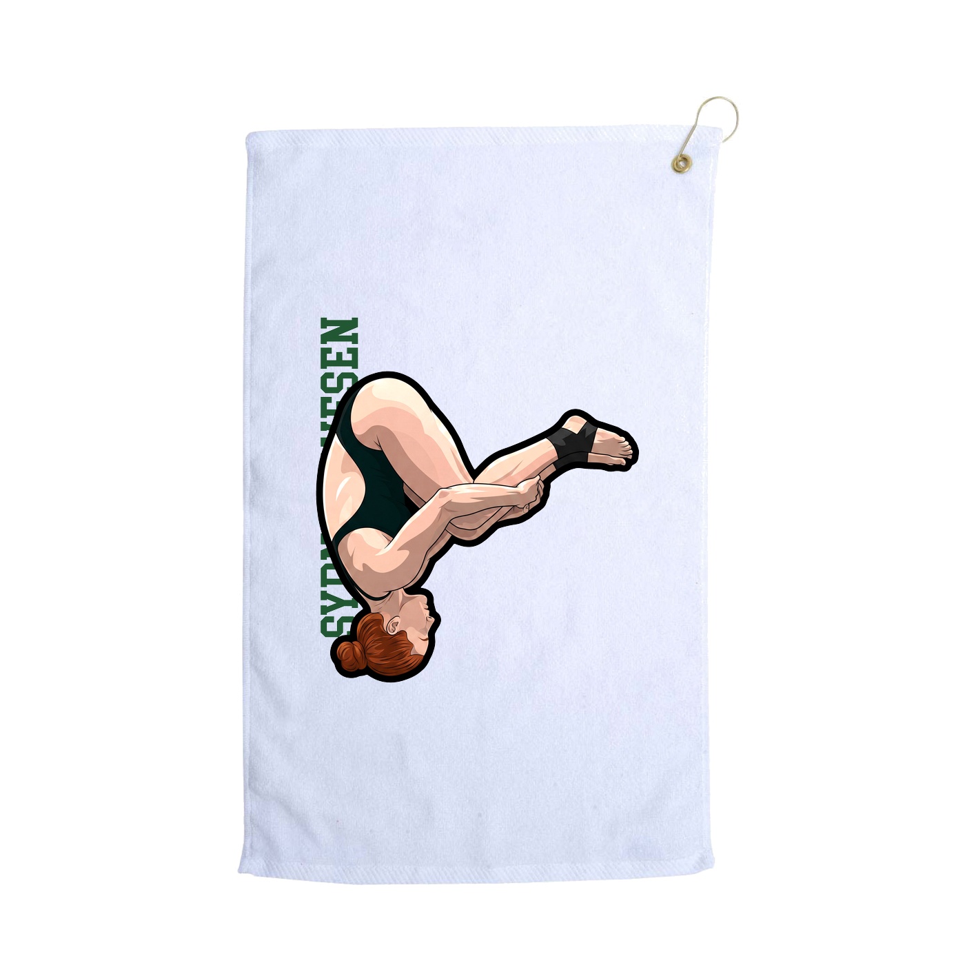 Golf Towel — Name Vertical in White