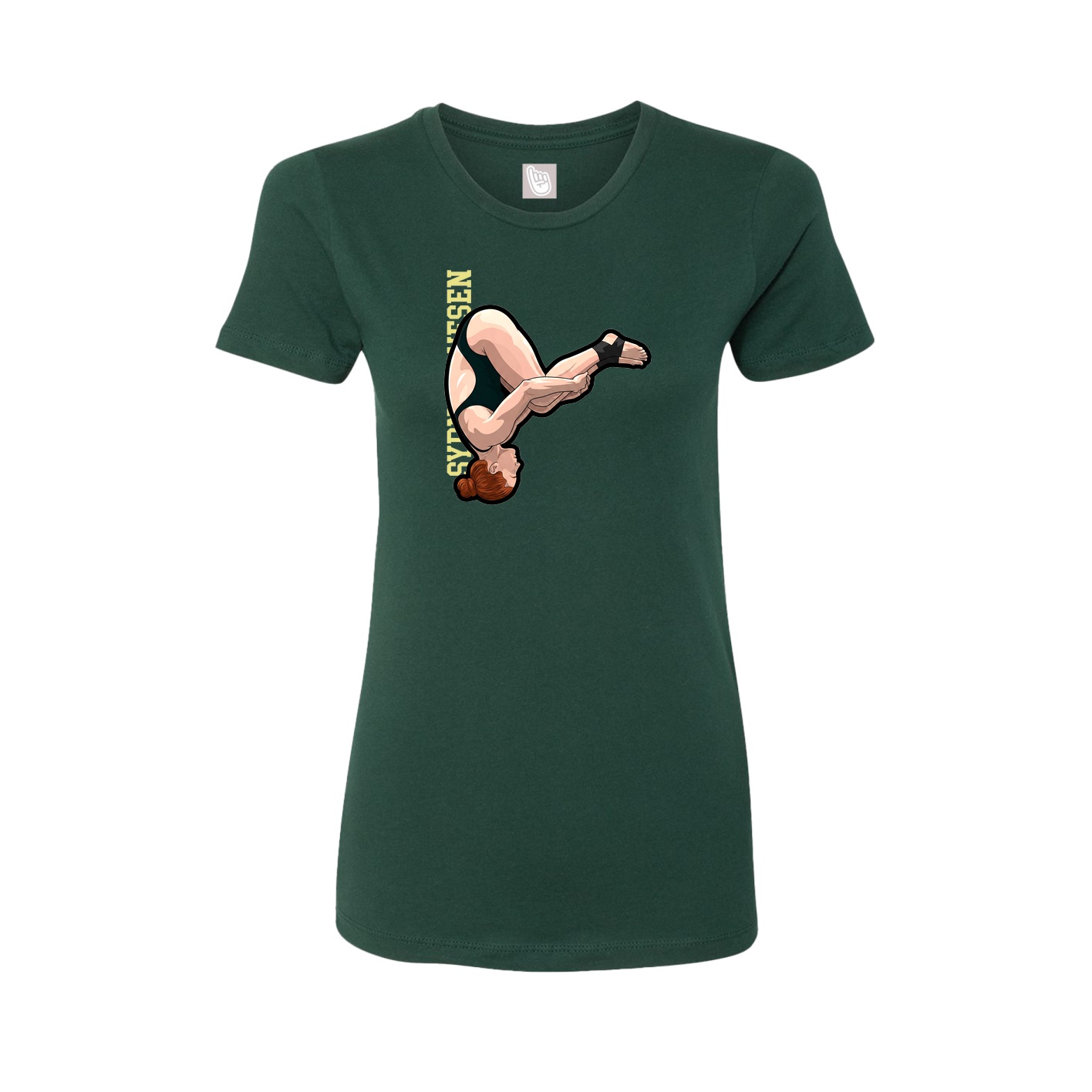 Womens Tee — Name Vertical in Green