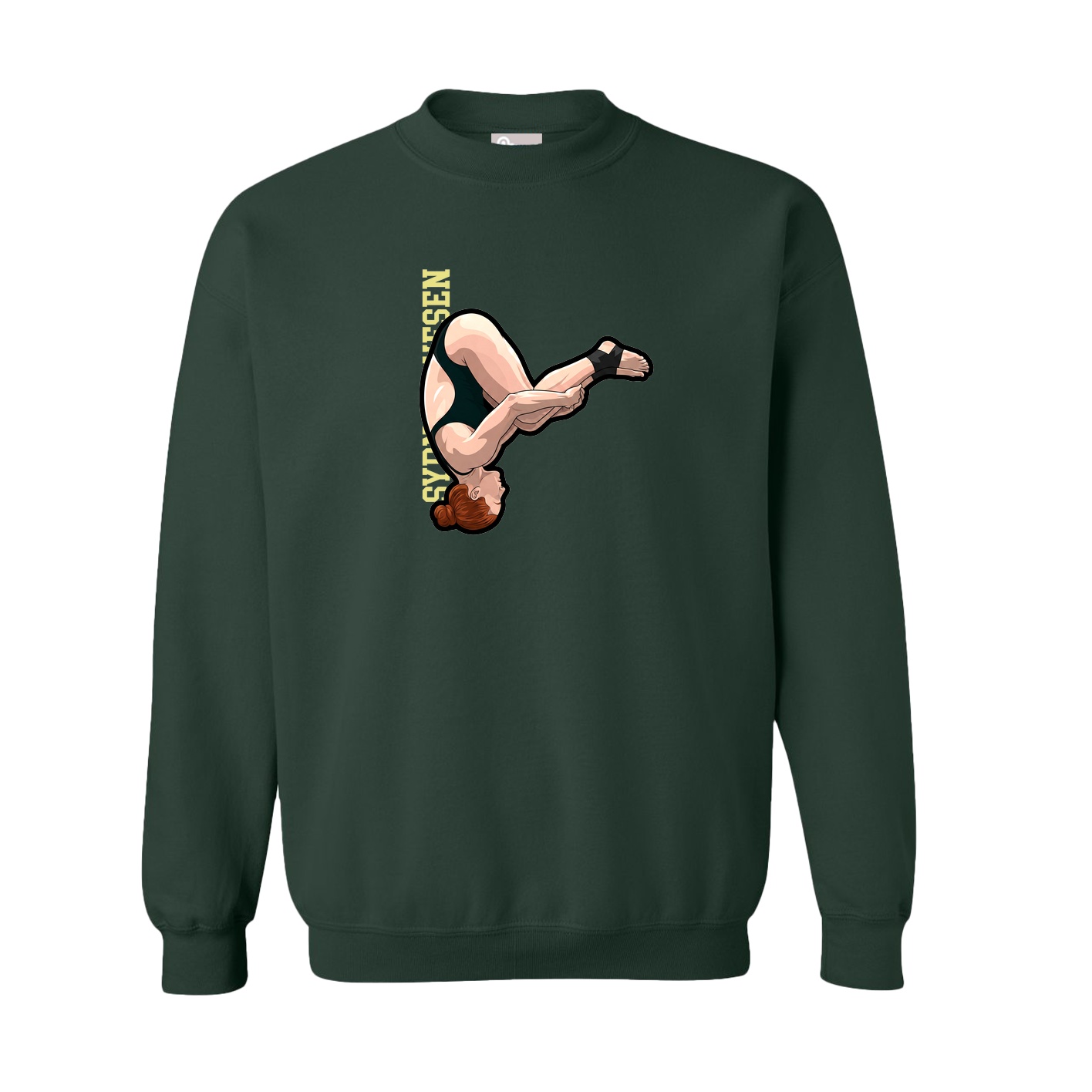Fleece Crew — Name Vertical in Green