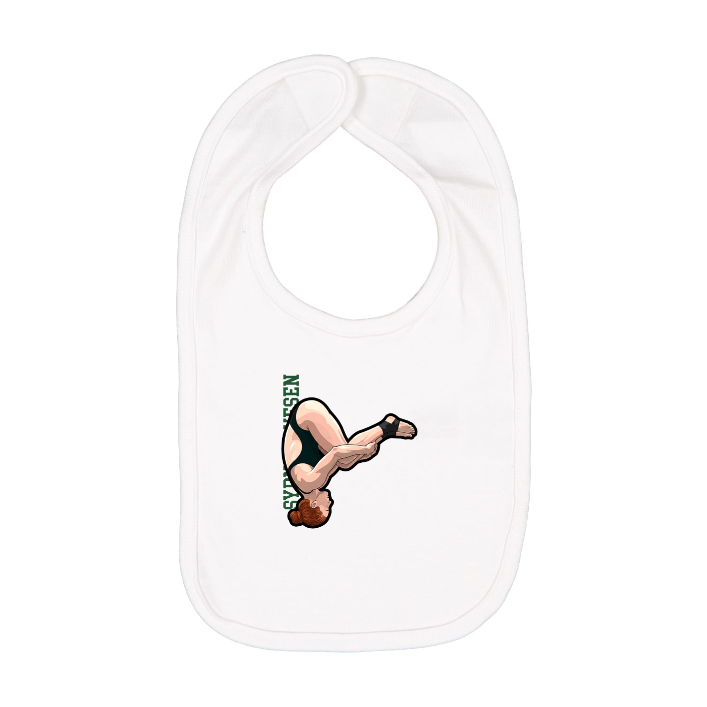 Infant Bib — Name Vertical in White