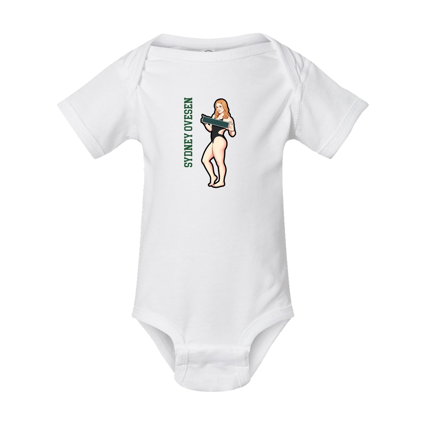 Baby Onesie — Name Vertical in White