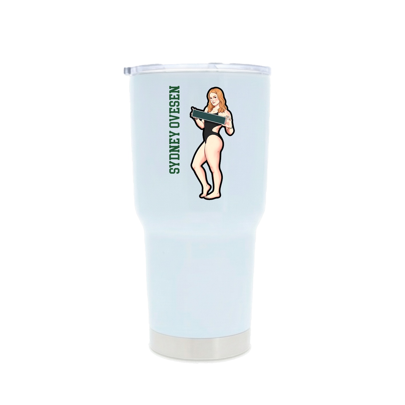 30oz Stainless Steel Tumbler — Name Vertical in White