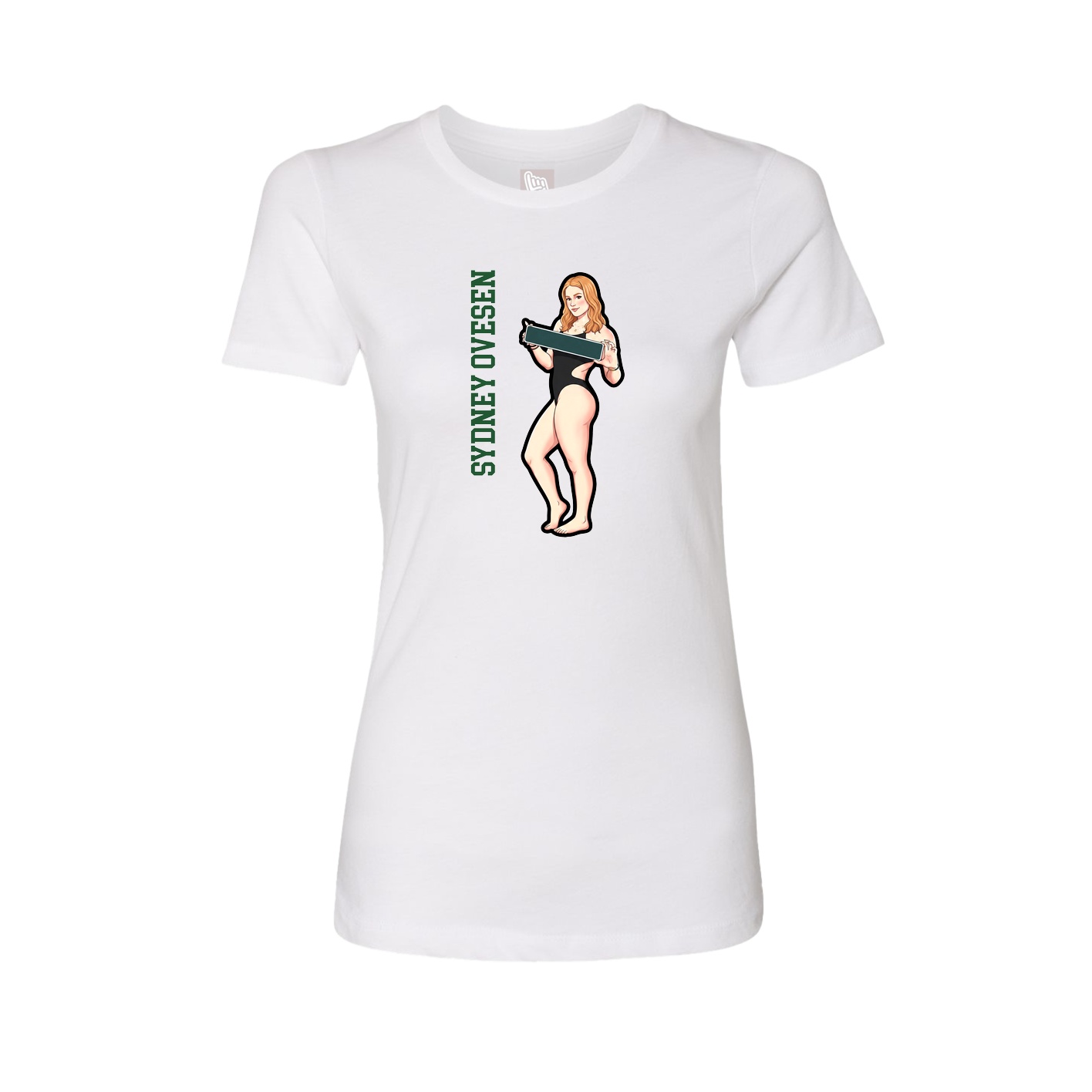 Womens Tee — Name Vertical in White