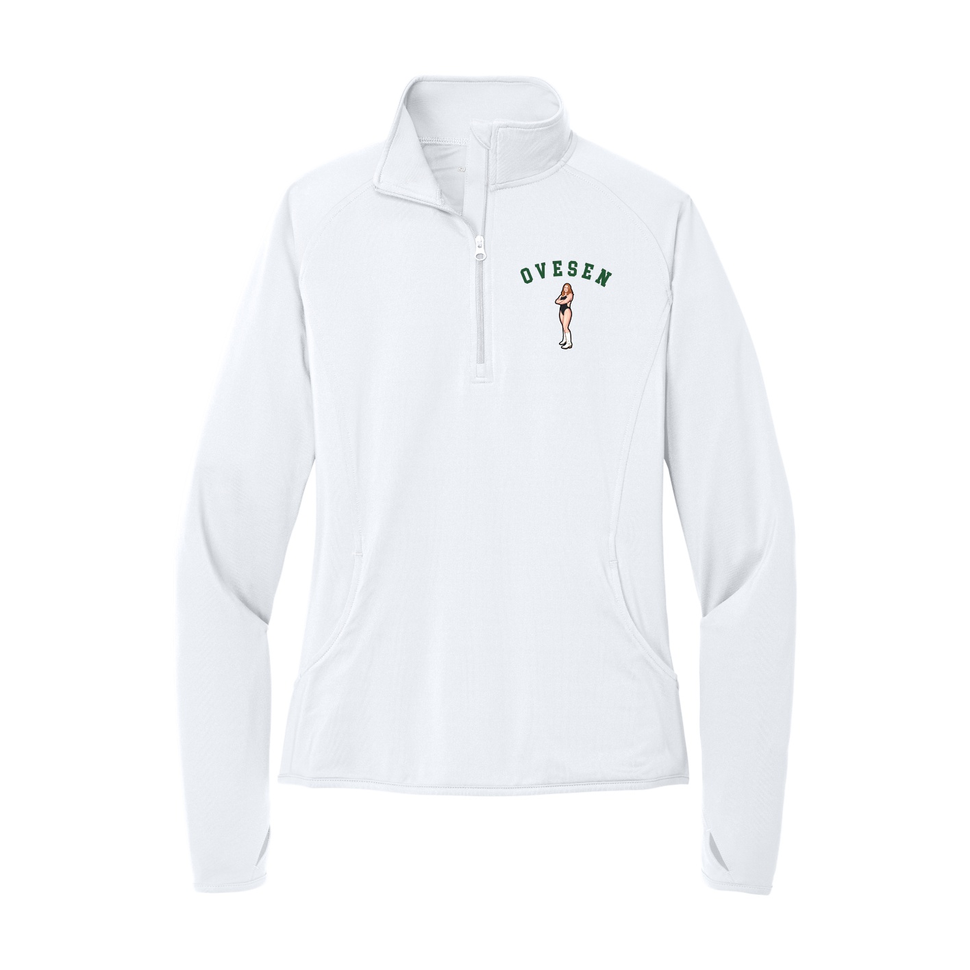 Women's Q-Zip Pullover — Shirsey Arch in White