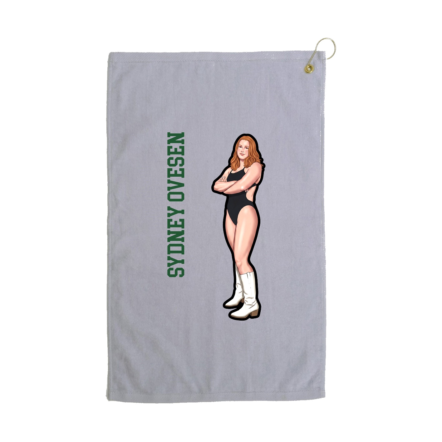Golf Towel — Name Vertical in Grey