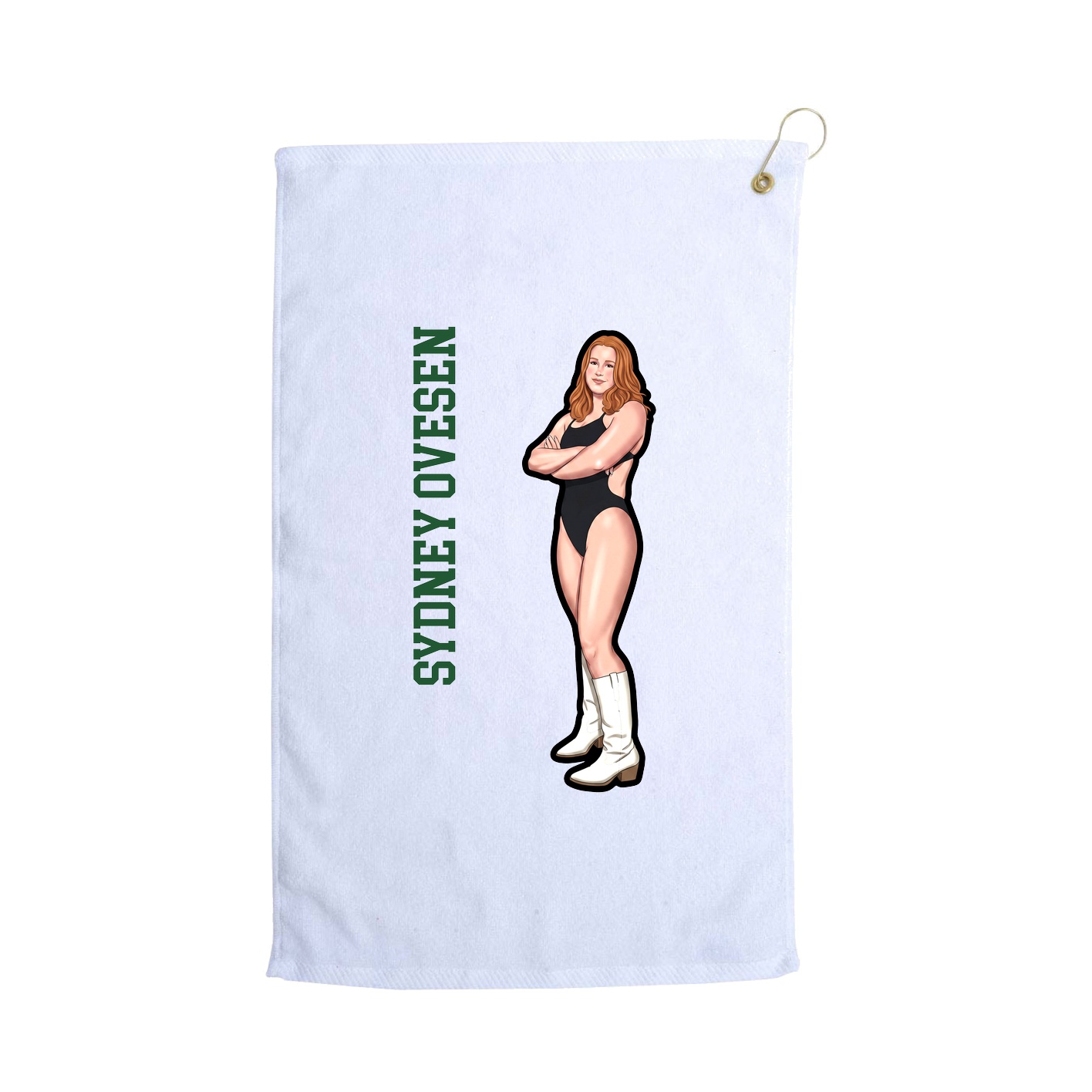 Golf Towel — Name Vertical in White