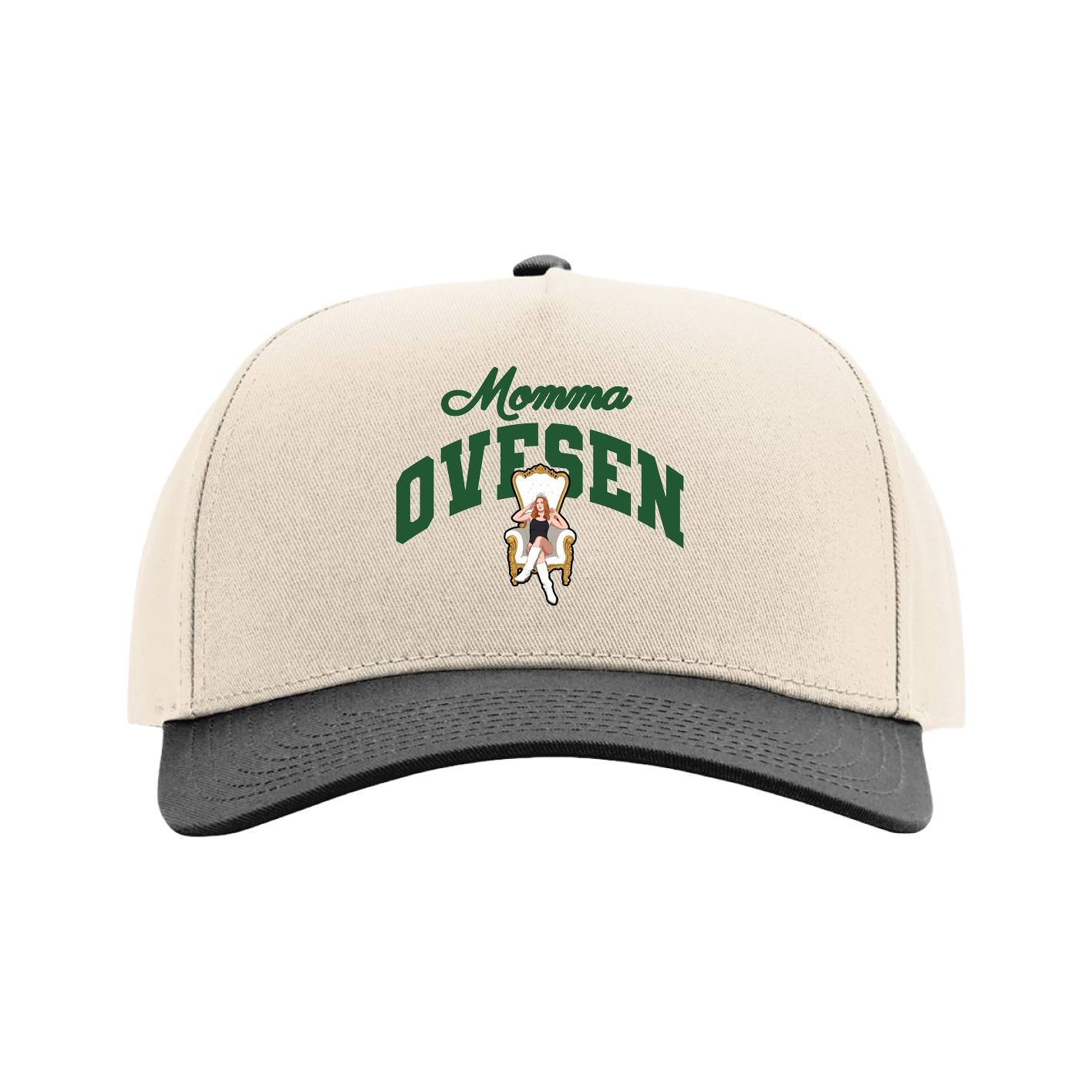 Full Fabric Five-Panel Champ Cap — Mothers Day Arch in Cream/Black