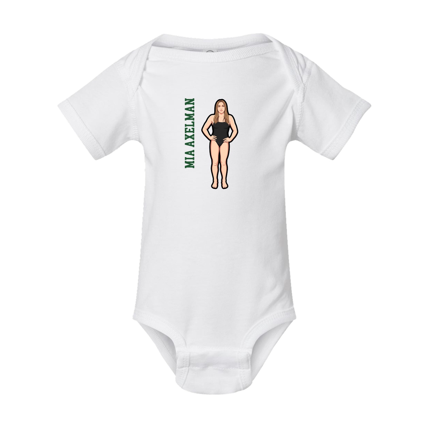 Baby Onesie — Name Vertical in White
