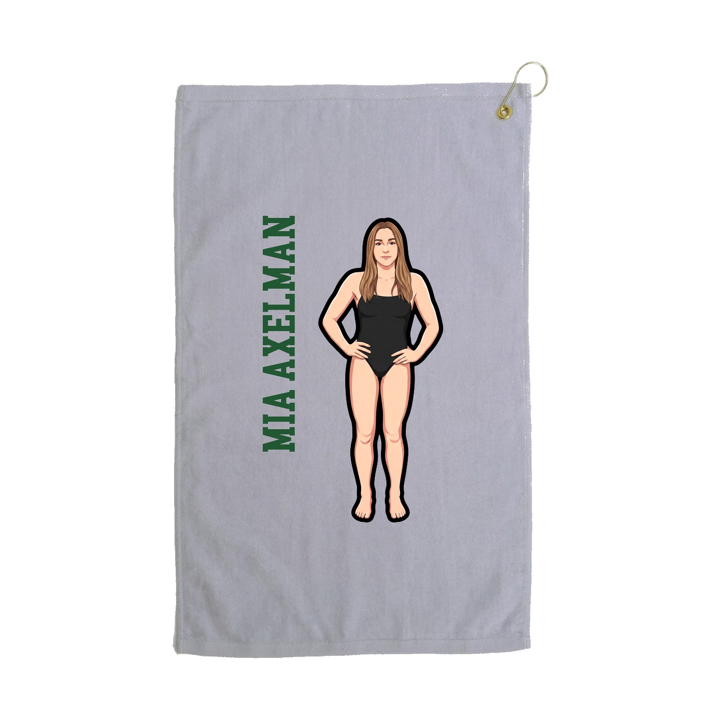 Golf Towel — Name Vertical in Grey