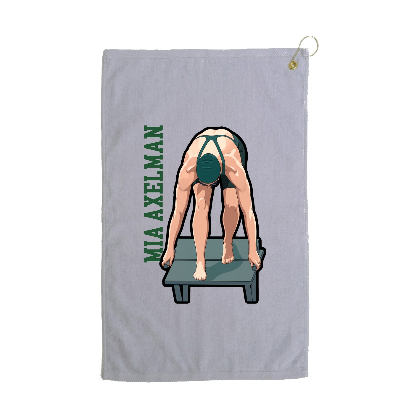 Golf Towel — Name Vertical in Grey