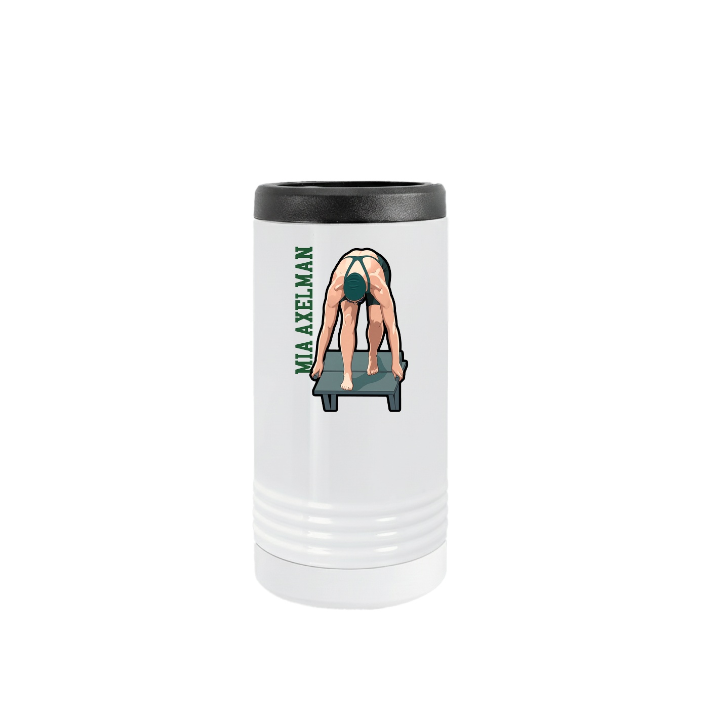 Slim Beverage Holder — Name Vertical in White
