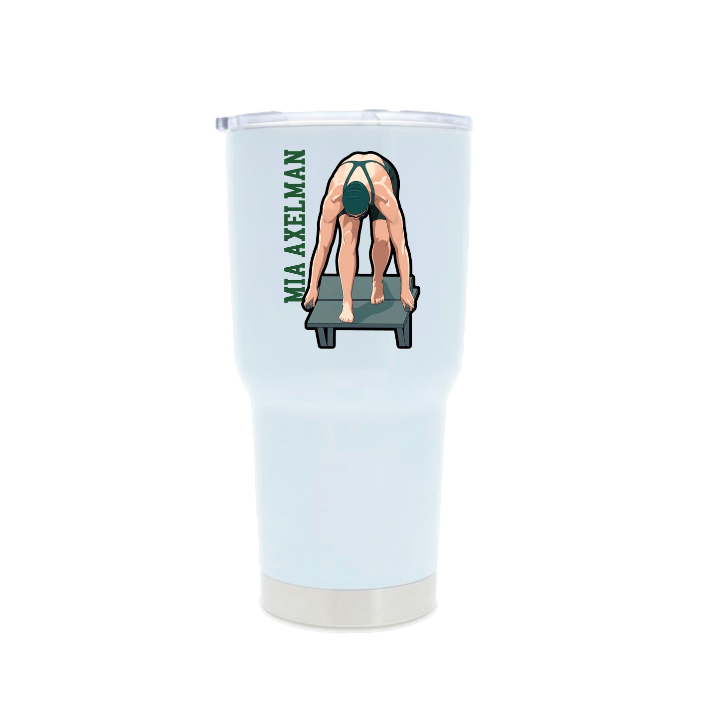 30oz Stainless Steel Tumbler — Name Vertical in White