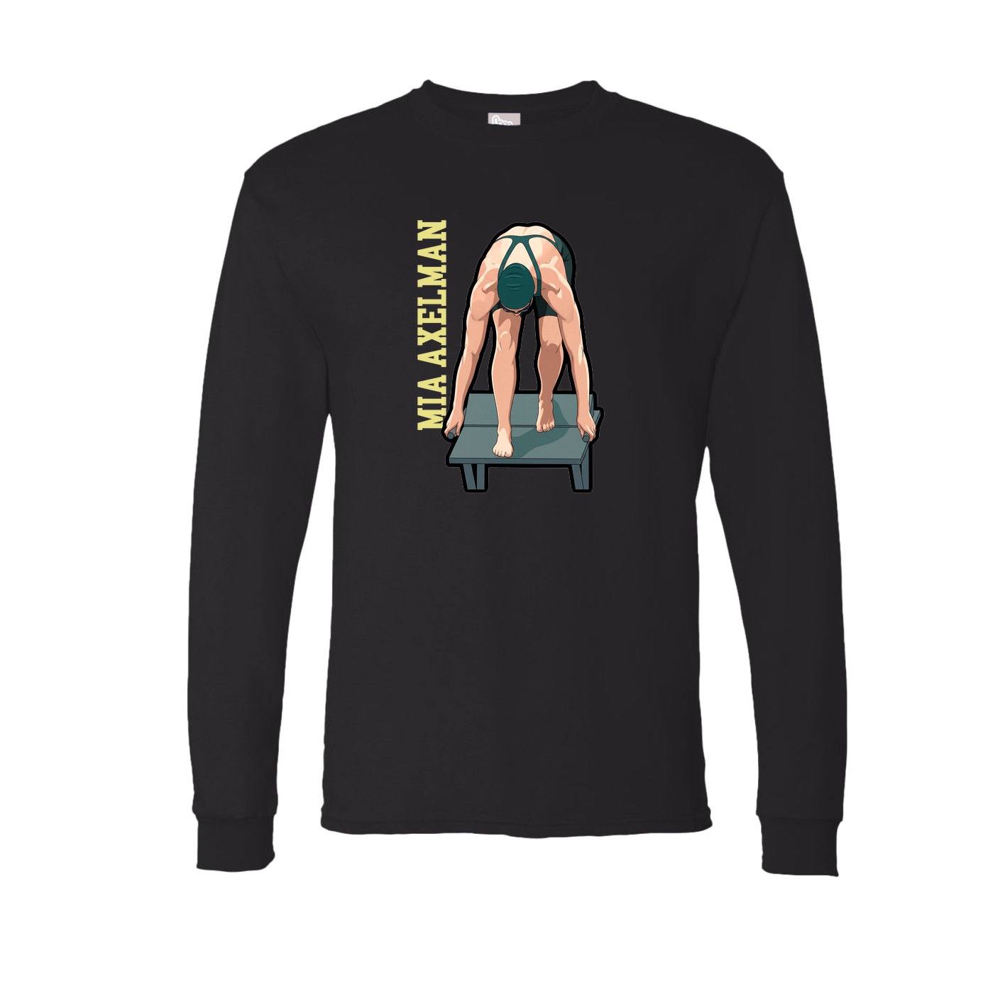 Long Sleeve Tee — Name Vertical in Black
