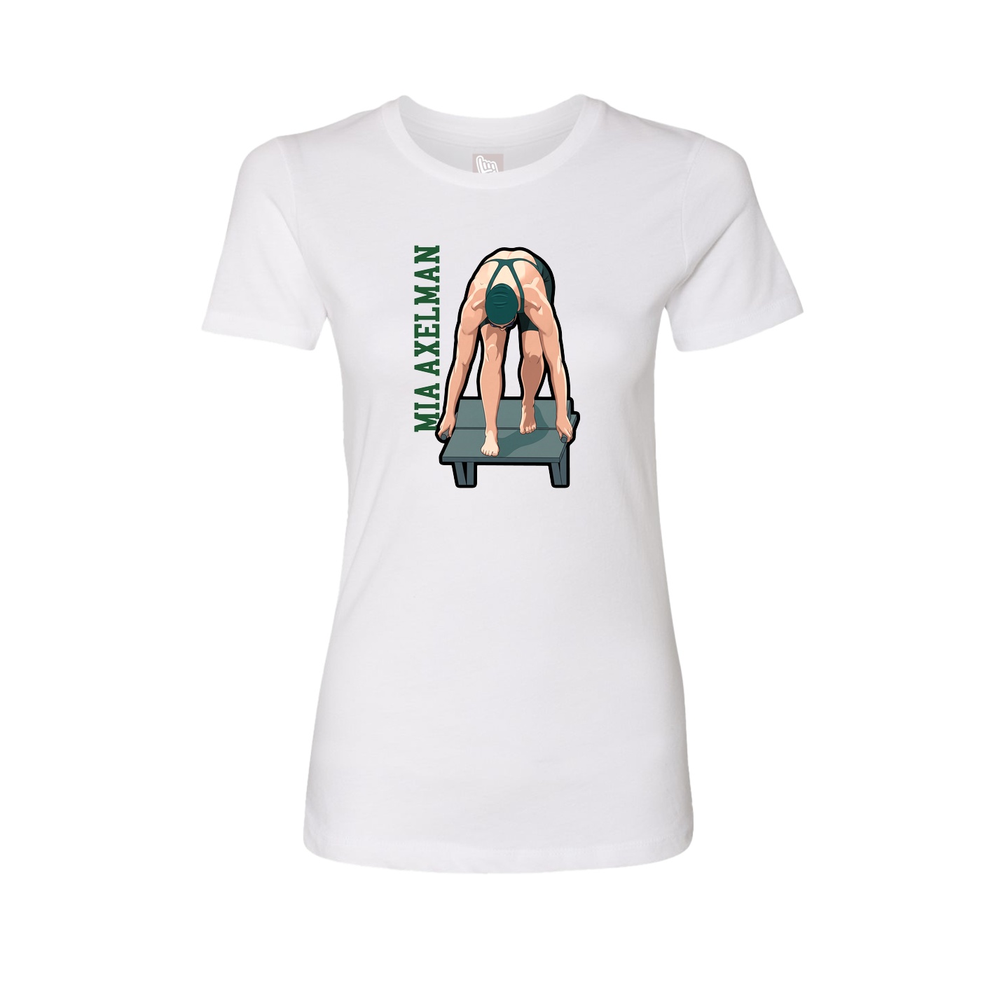 Fitted Women's Tee — Name Vertical in White